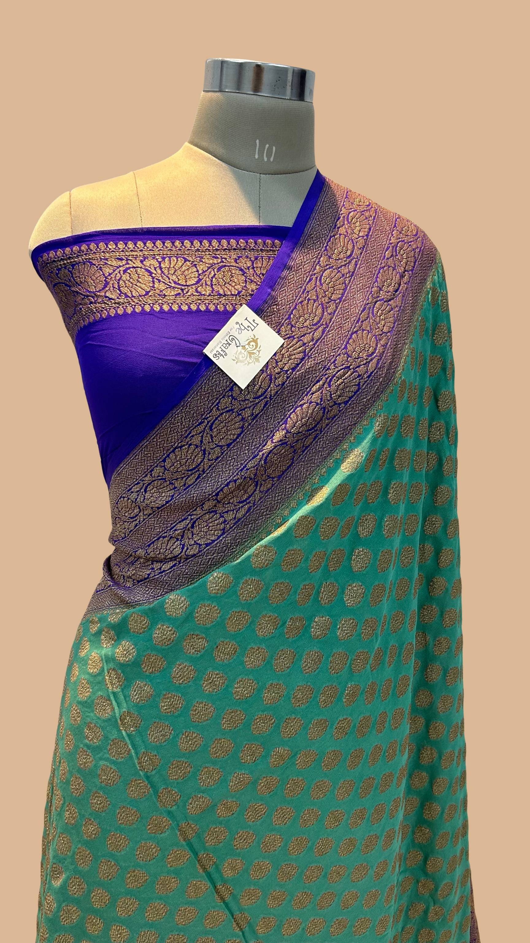 Khaddi Georgette Banarasi Saree - Antique Zari