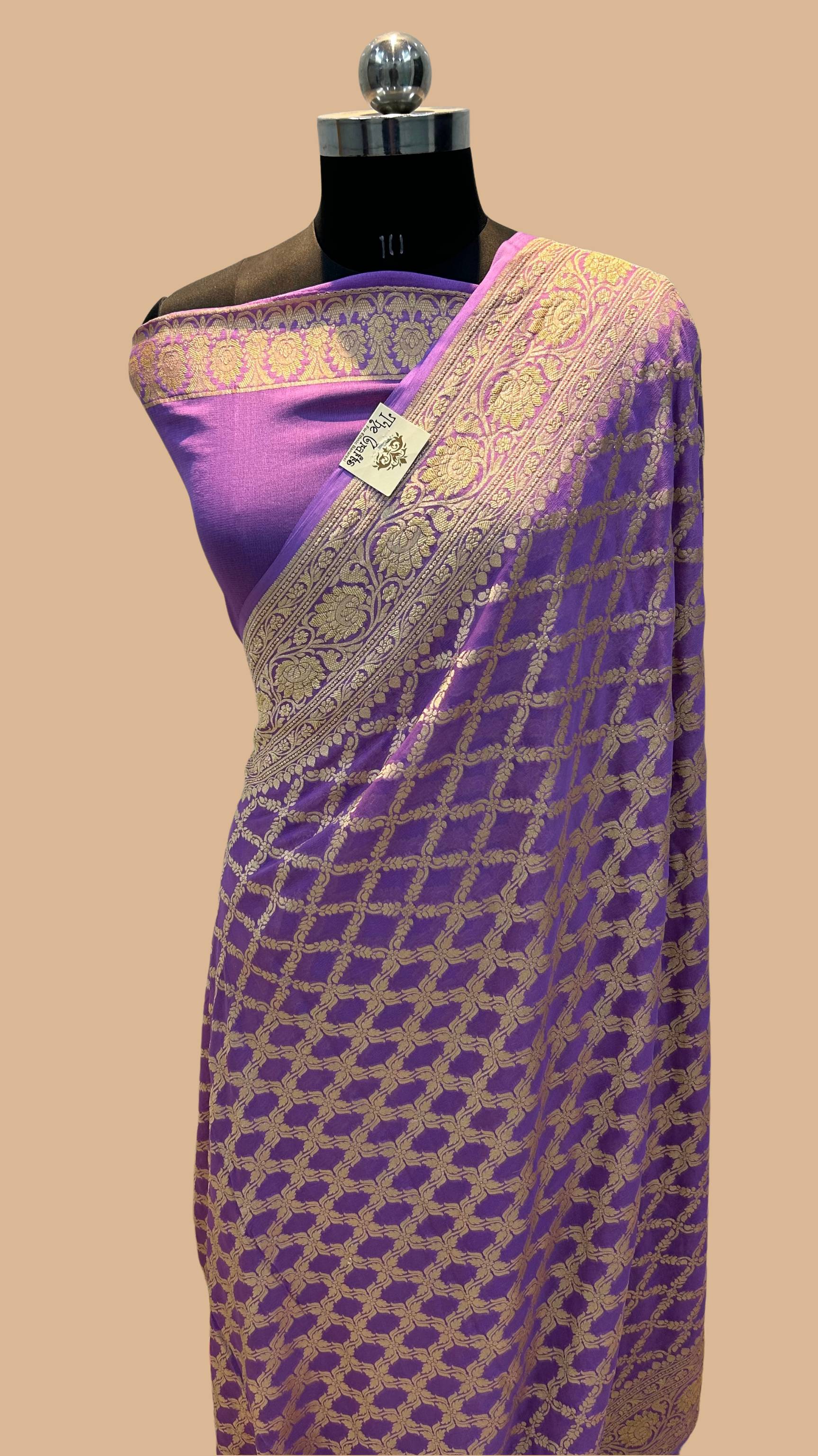 Khaddi Georgette Banarasi Saree - Gold Zari