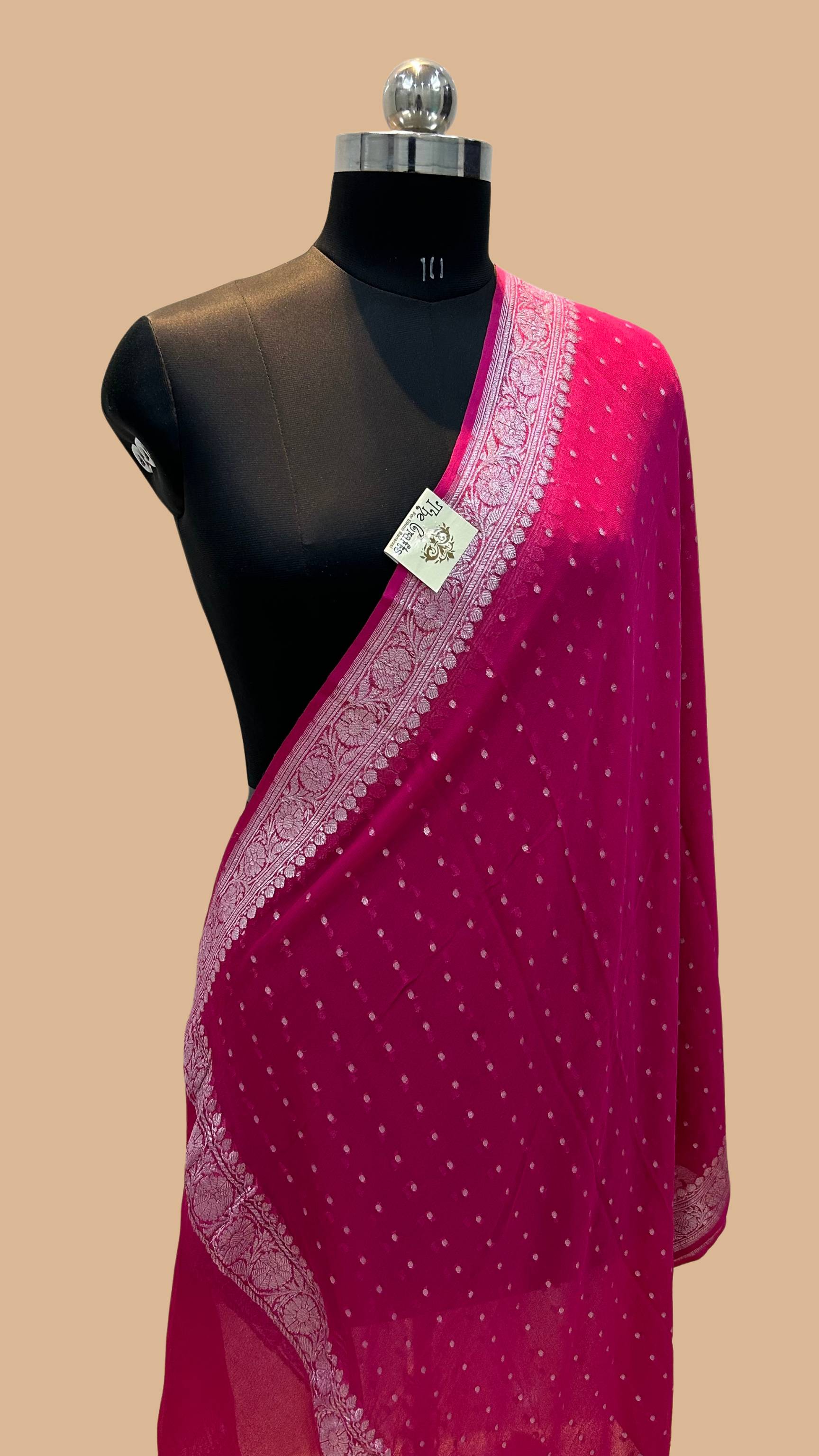 Pure Georgette Banarasi Dupatta - silver zari