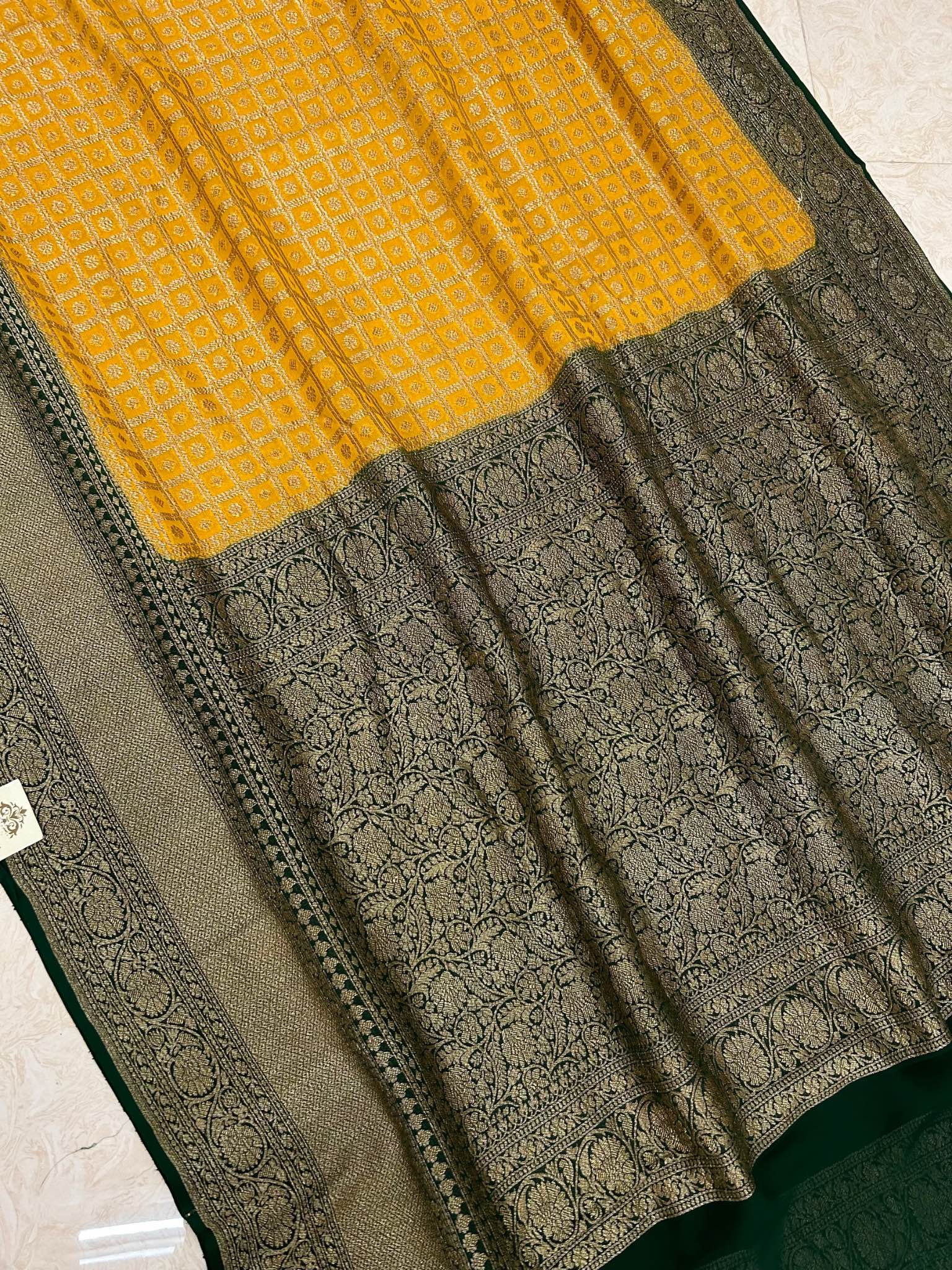 Khaddi Georgette Banarasi Saree - Antique Zari