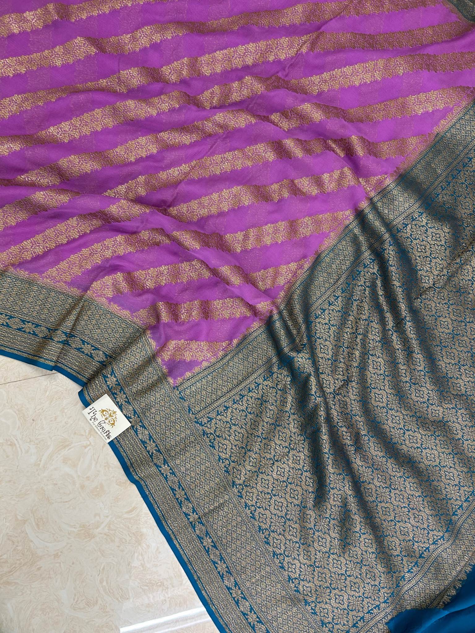 Khaddi Georgette Banarasi Saree - Antique Zari