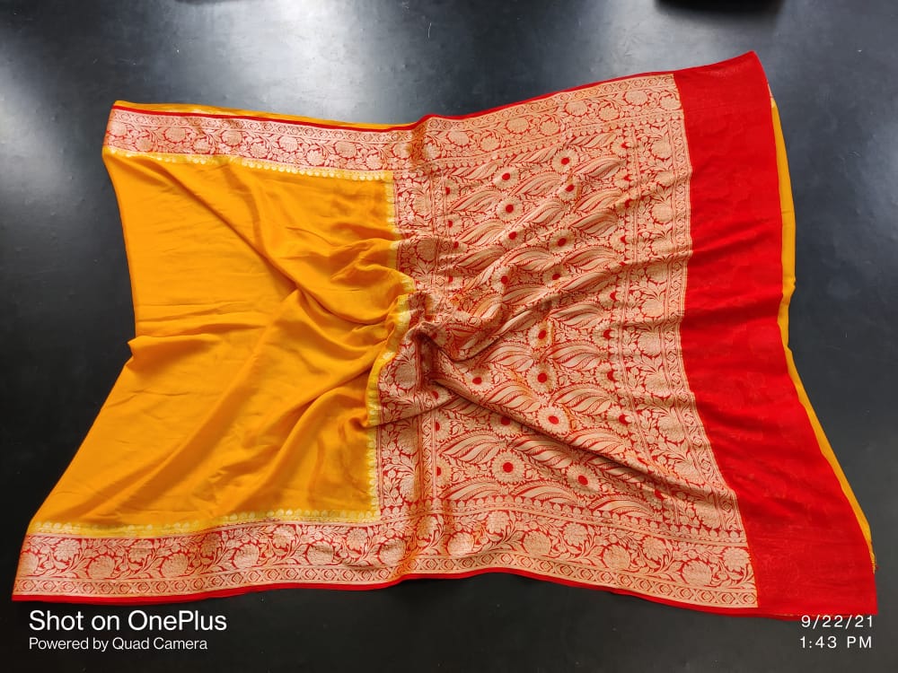 Pure Khaddi Chiffon Banarasi Saree