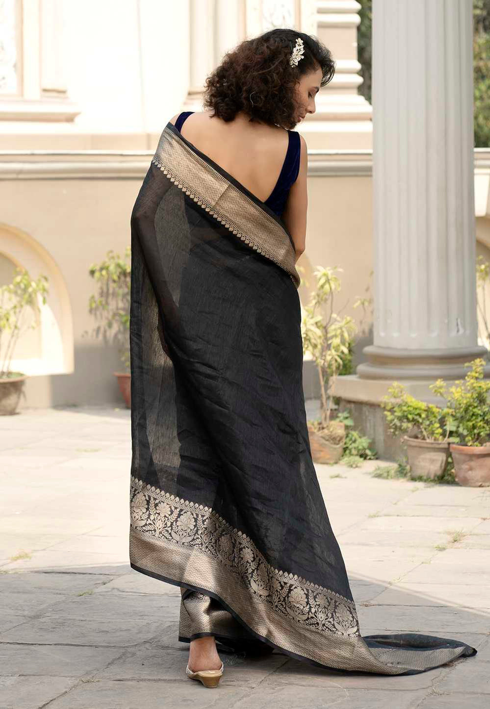 Pure Linen Banarasi Saree