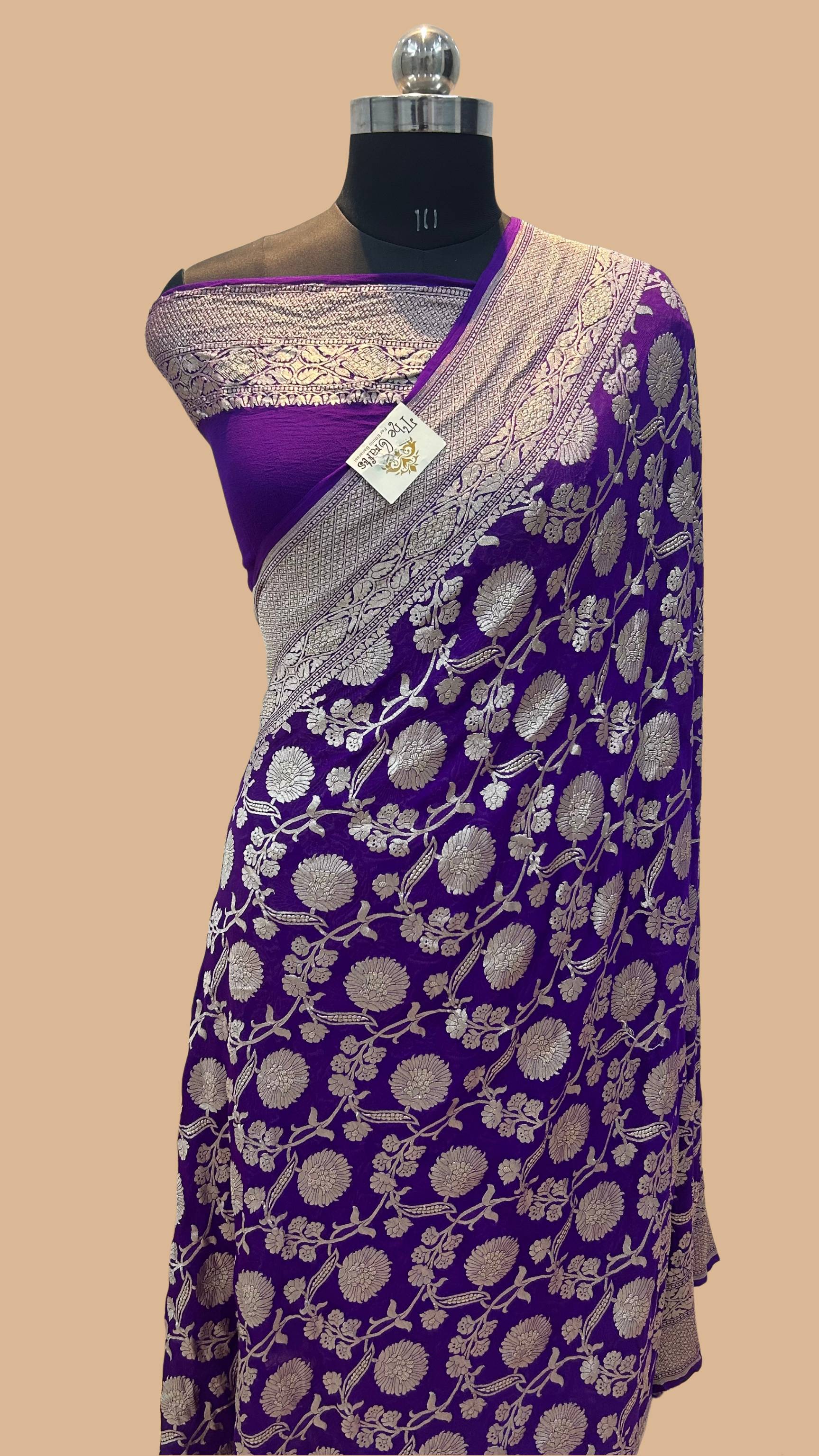 Khaddi Georgette Handloom Banarasi Saree - Water Zari