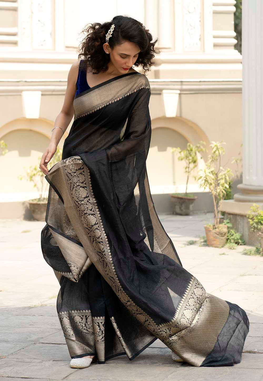 Pure Linen Banarasi Saree