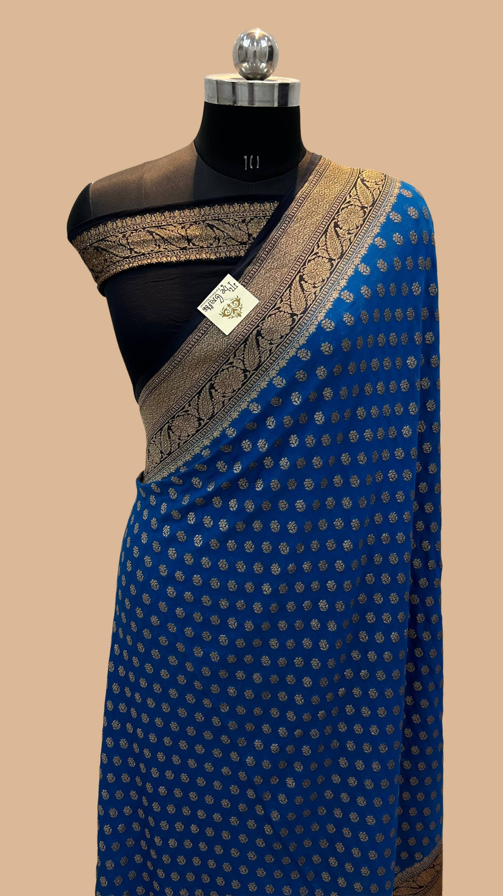 Khaddi Georgette Banarasi Saree - Antique Zari