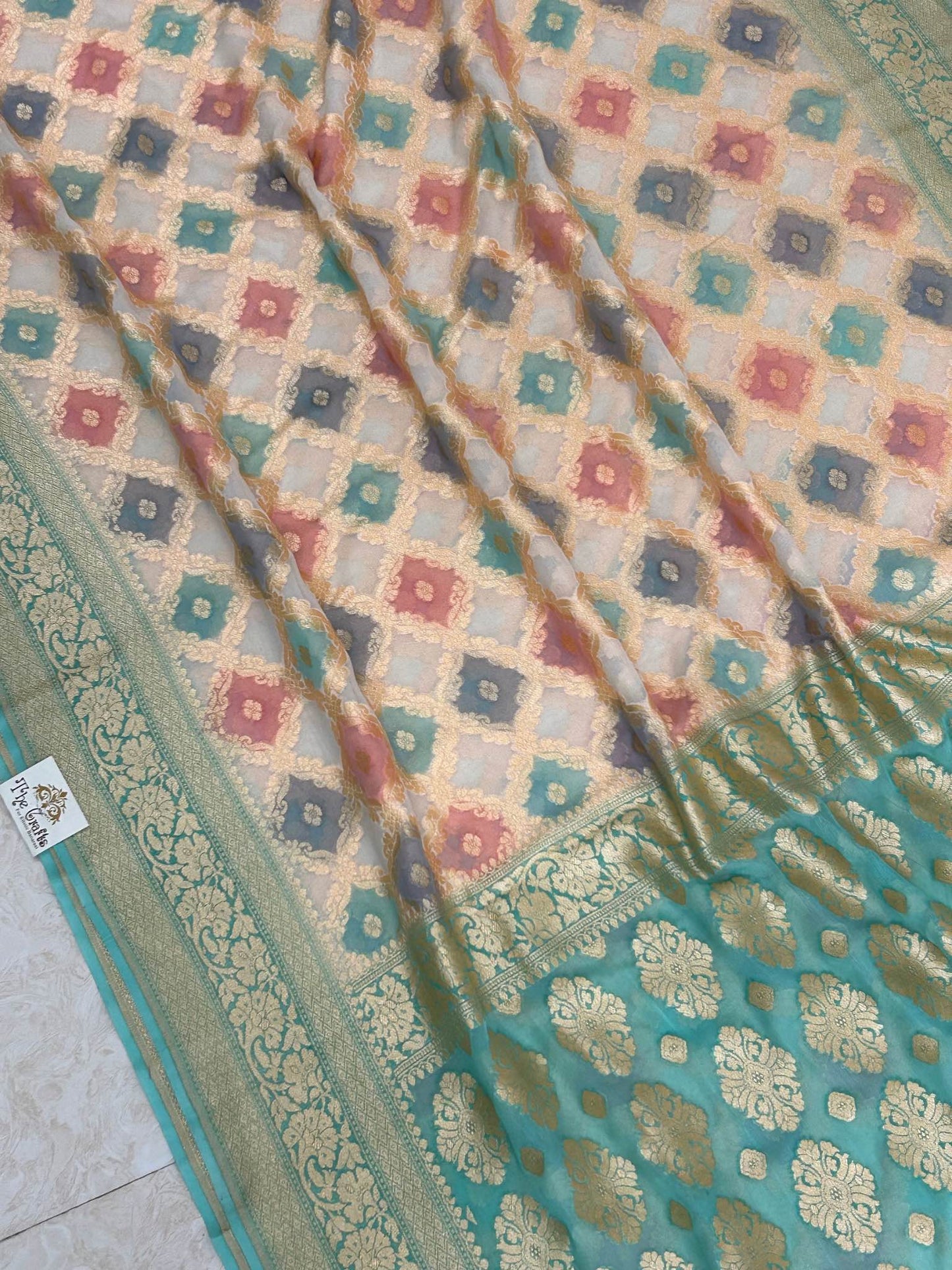 Khaddi Georgette Banarasi Saree - Gold Zari