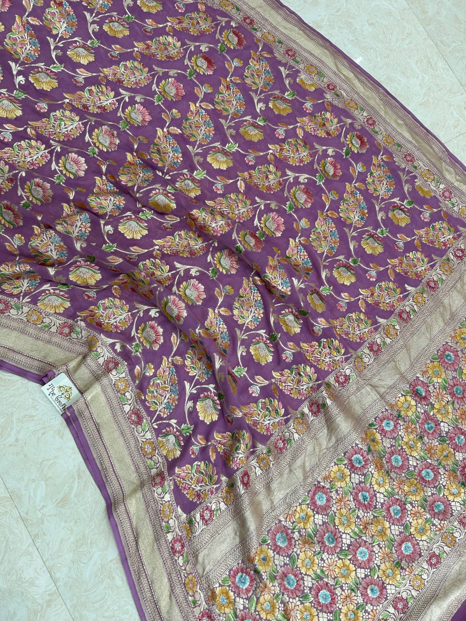 Khaddi Georgette Handloom Banarasi Saree