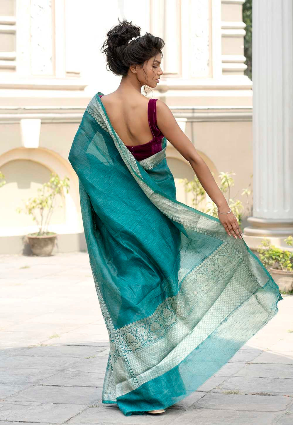 Pure Linen Banarasi Saree