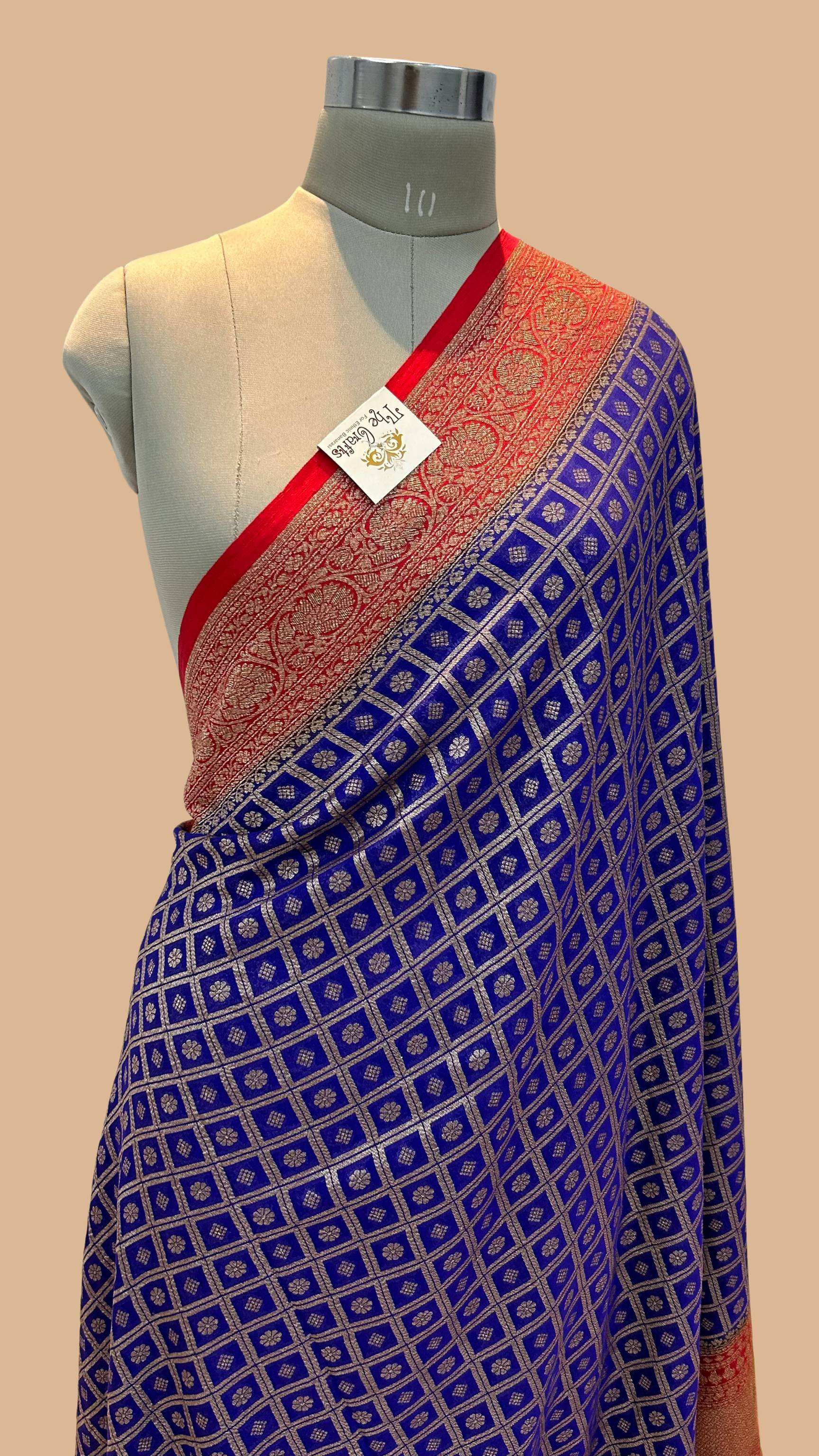 Khaddi Georgette Banarasi Saree - Antique Zari