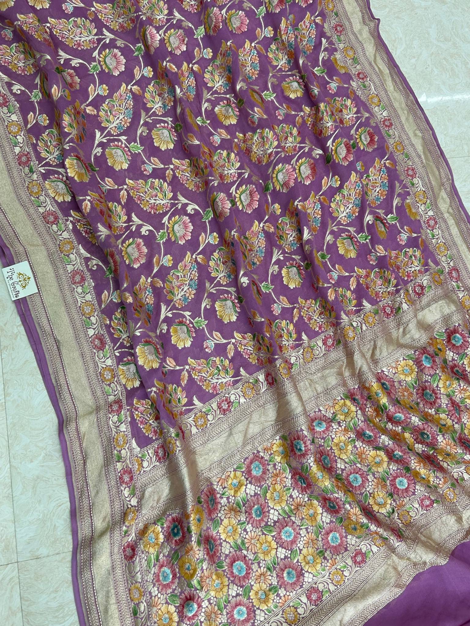 Khaddi Georgette Handloom Banarasi Saree