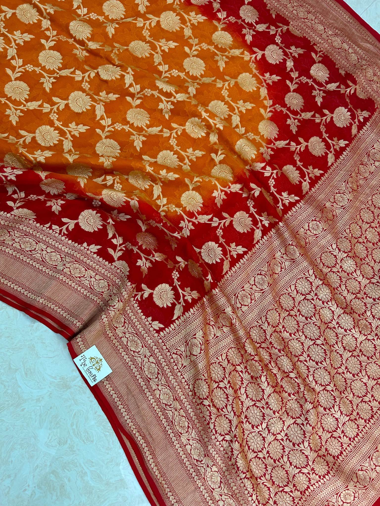 Khaddi Georgette Banarasi Saree - Gold Zari