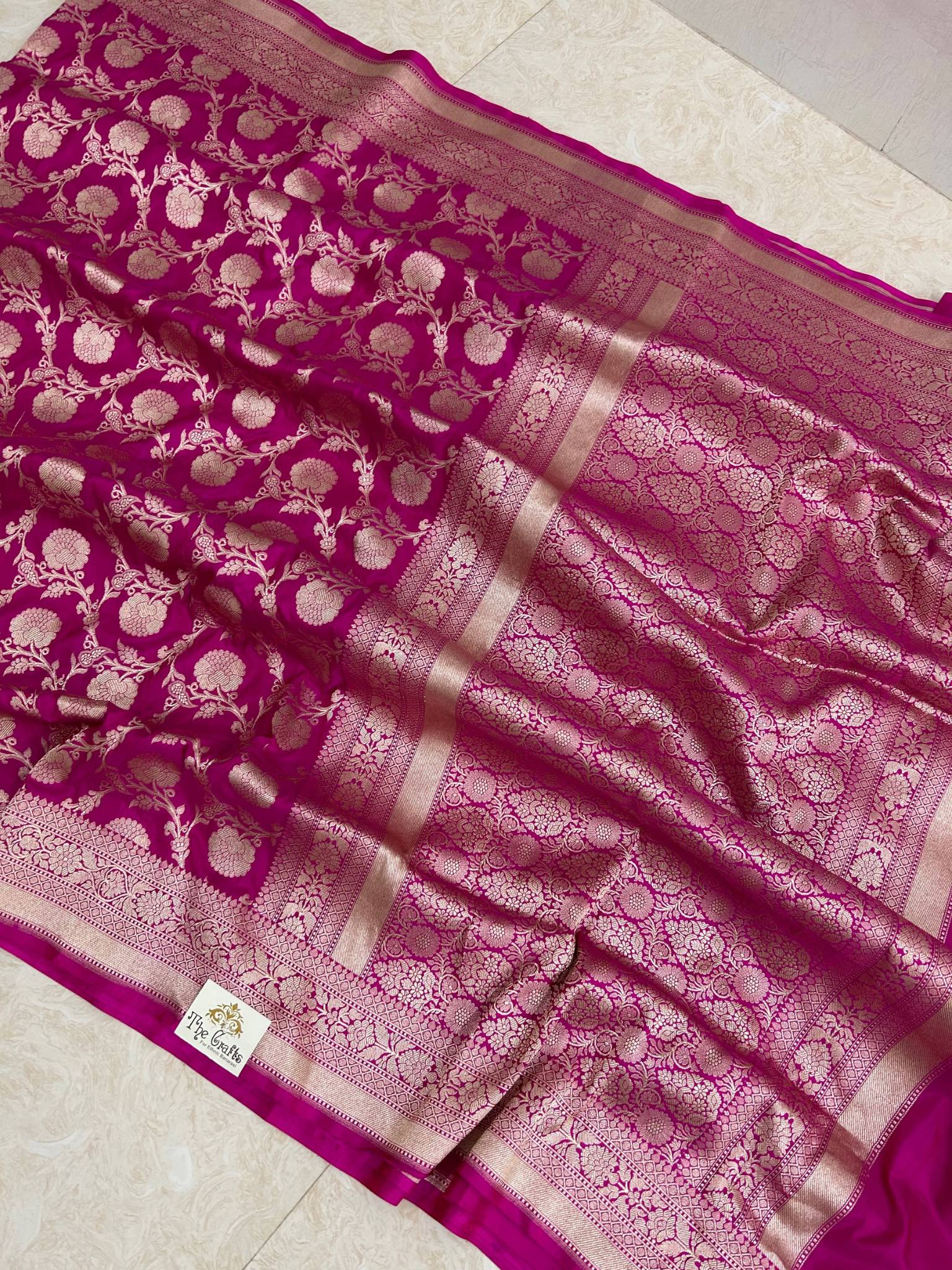 Pure Katan Silk Handloom Banarasi Saree - Jaal work