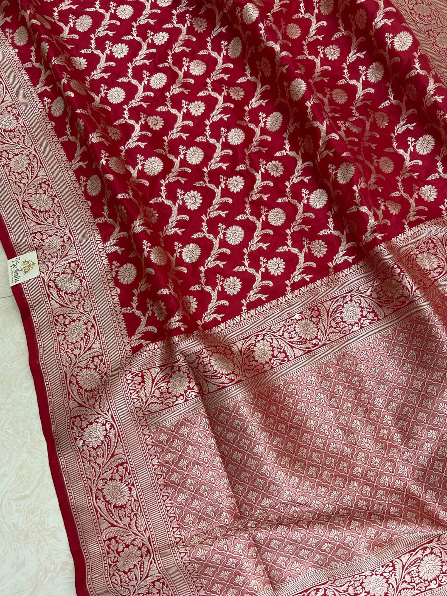 Pure Katan Silk Handloom Banarasi Saree - Jaal work