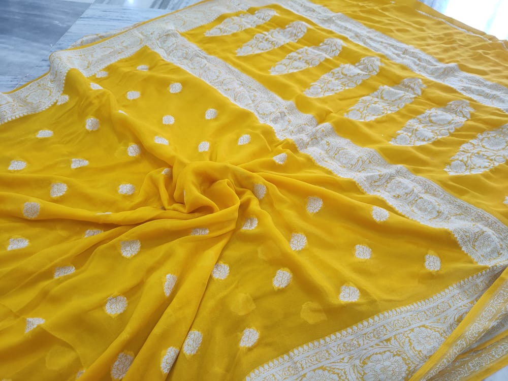 Pure Khaddi Chiffon Banarasi Saree