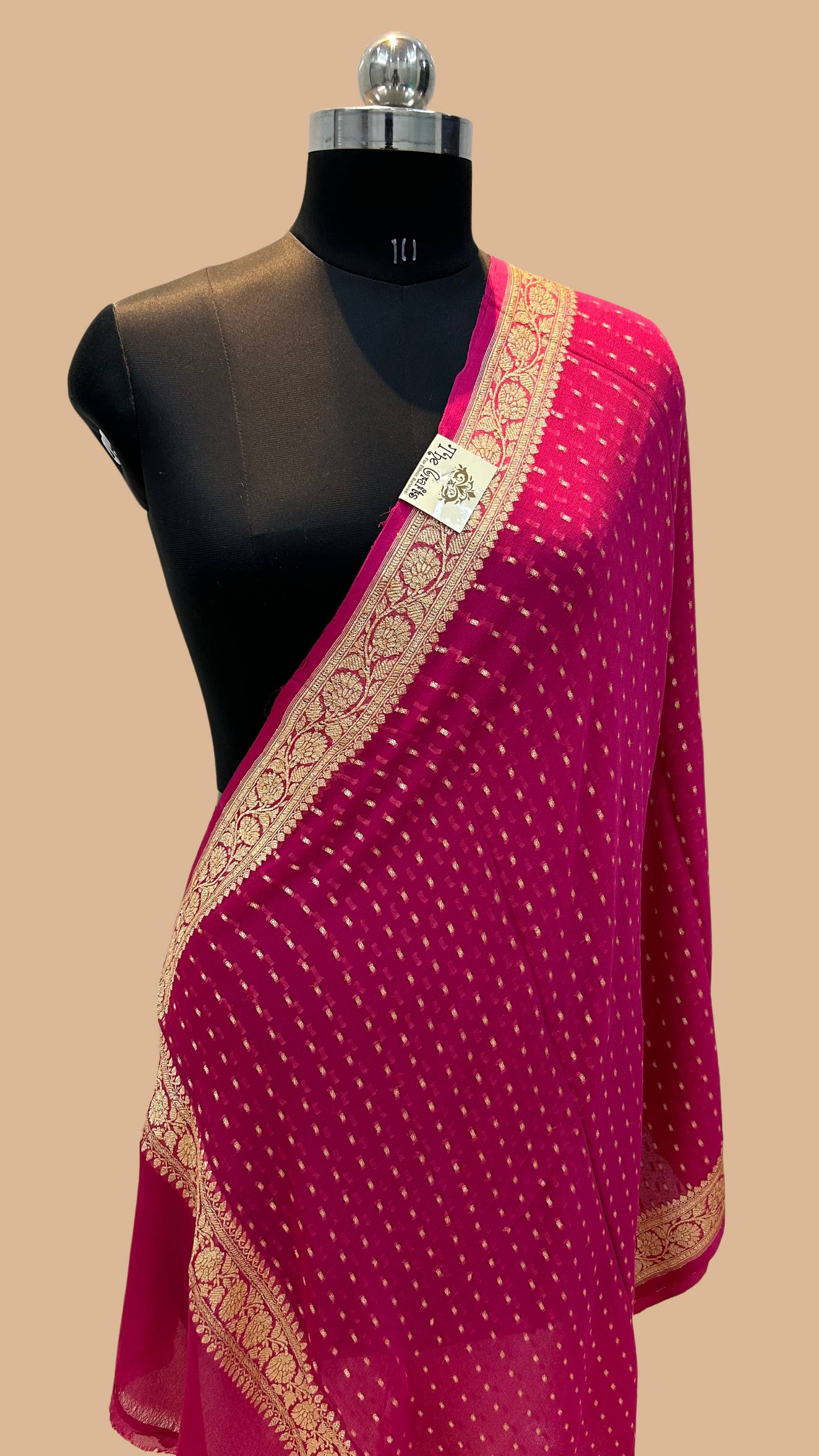 Pure Georgette Banarasi Dupatta - gold zari