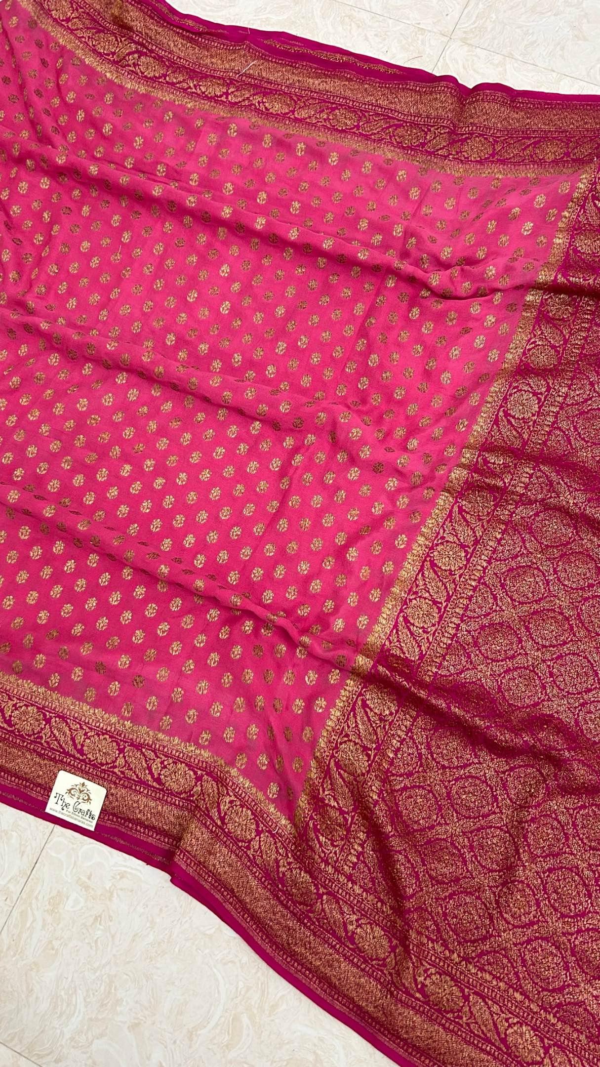 Khaddi Georgette Banarasi Saree - Antique Zari