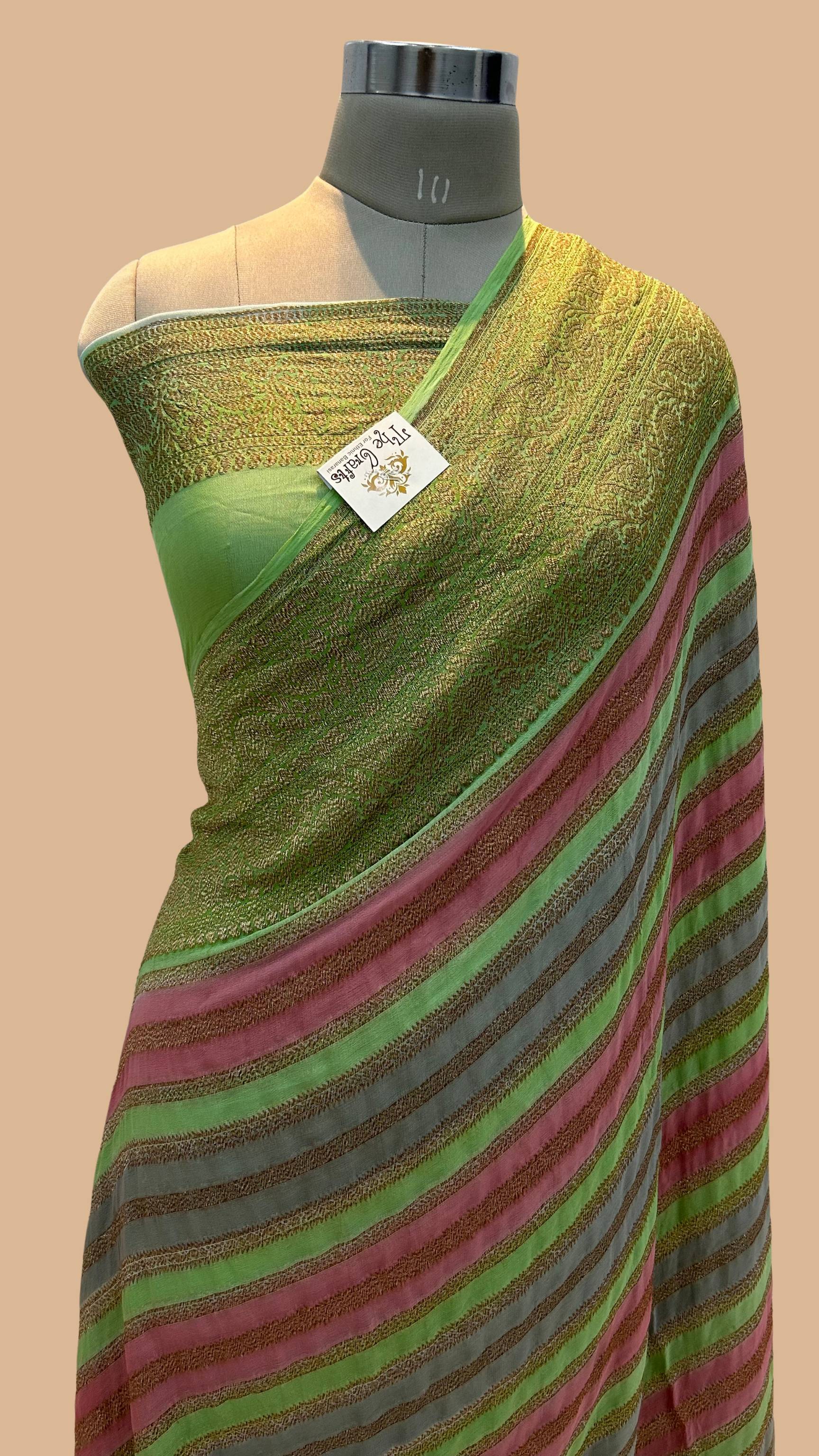 Khaddi Georgette Banarasi Saree - Antique Zari