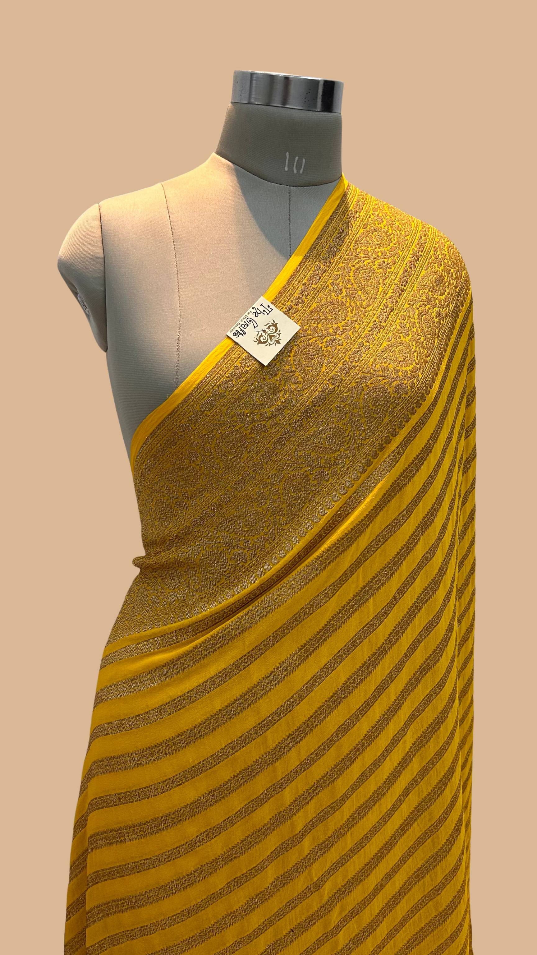 Khaddi Georgette Banarasi Saree - Antique Zari