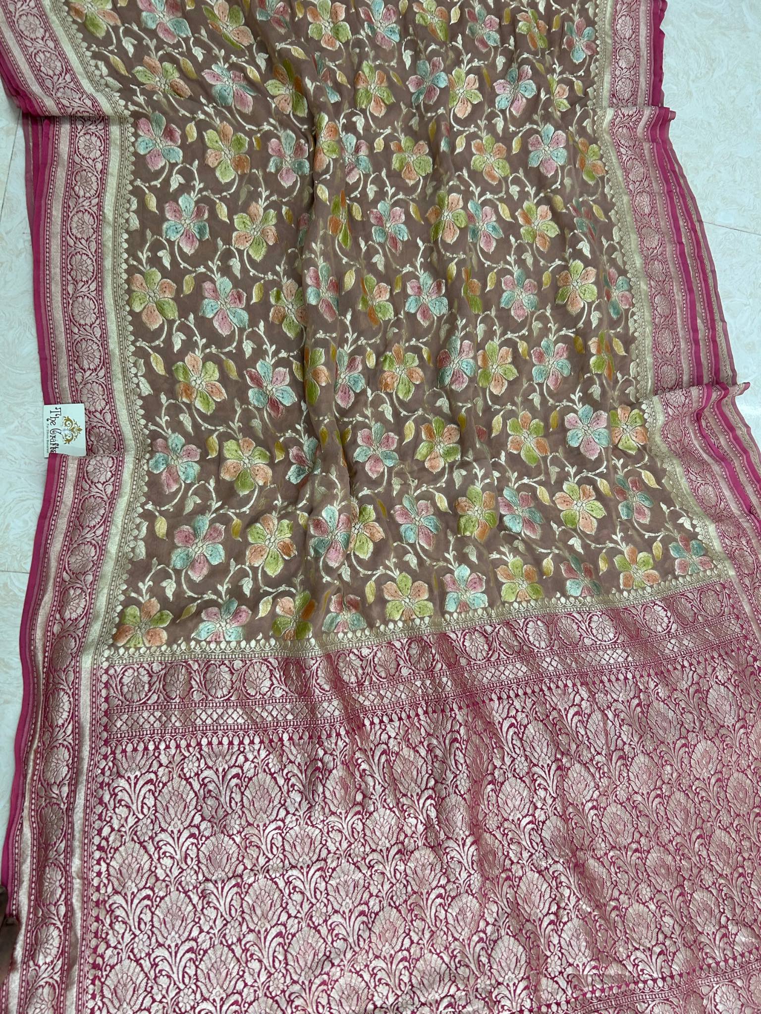 Khaddi Georgette Handloom Banarasi Saree