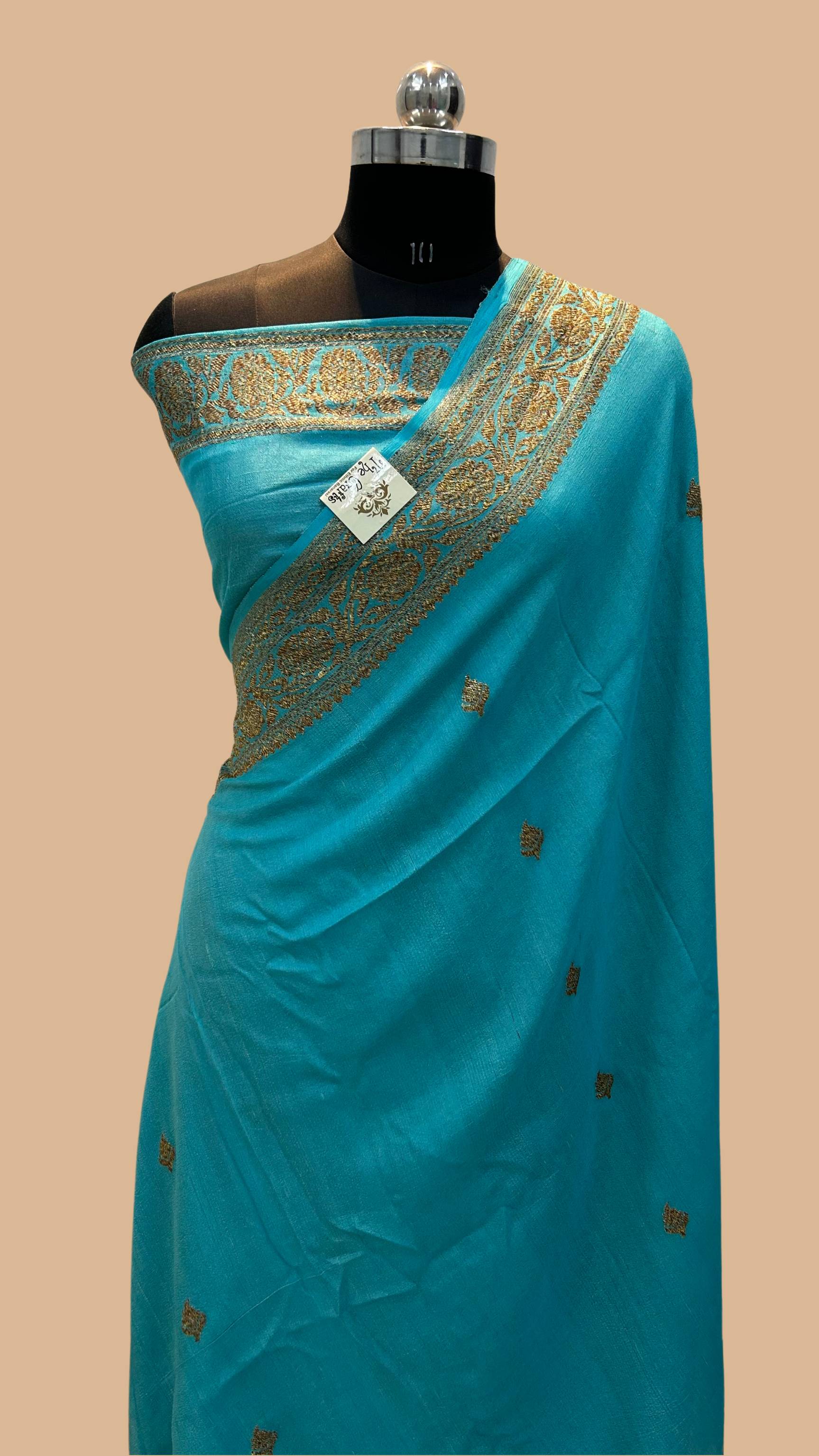 Tussar Georgette Handloom Banarasi Saree - Antique Zari