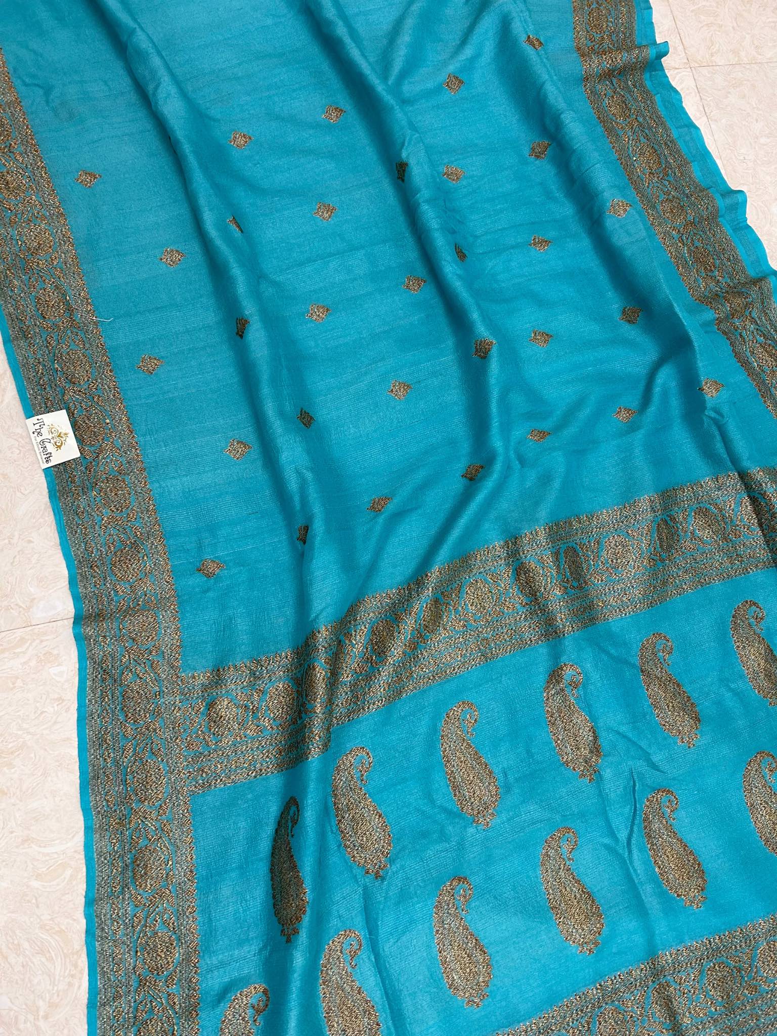 Tussar Georgette Handloom Banarasi Saree - Antique Zari