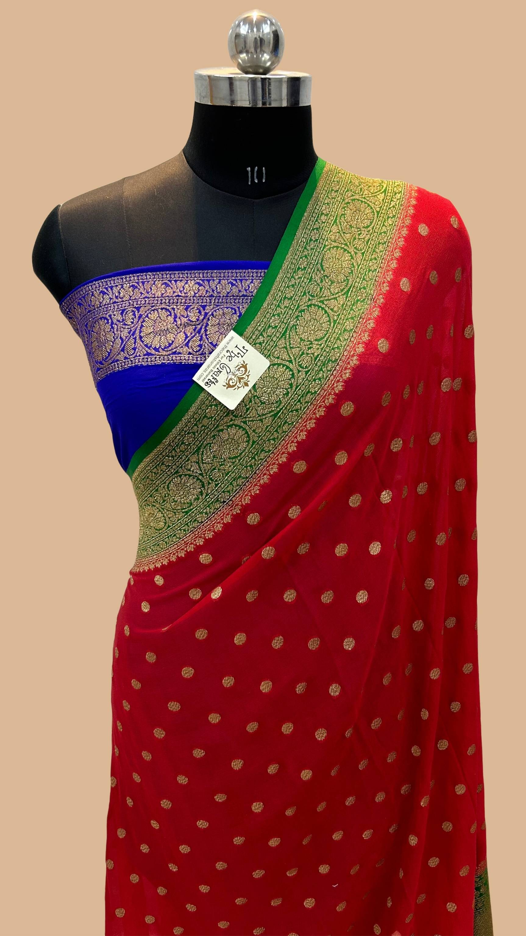 Khaddi Georgette Banarasi Saree - Antique Zari