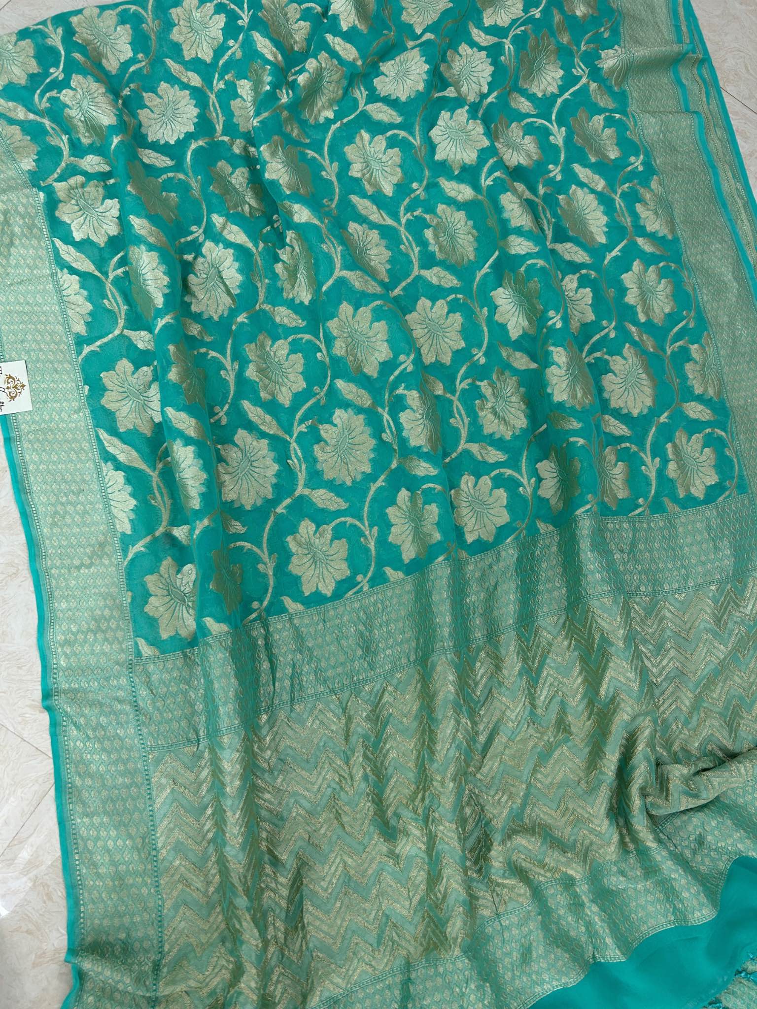 Khaddi Georgette Handloom Banarasi Saree