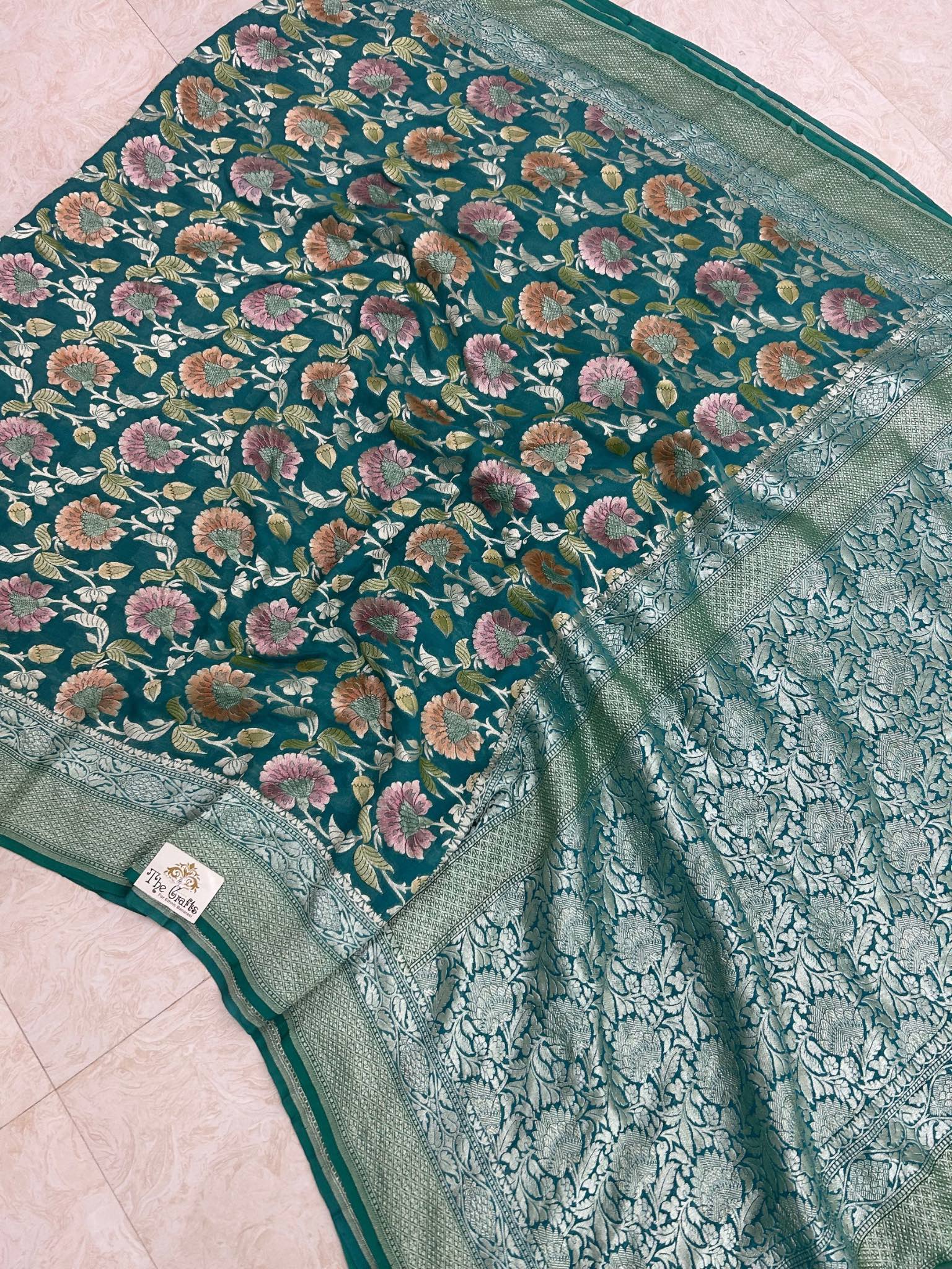 Khaddi Georgette Handloom Banarasi Saree