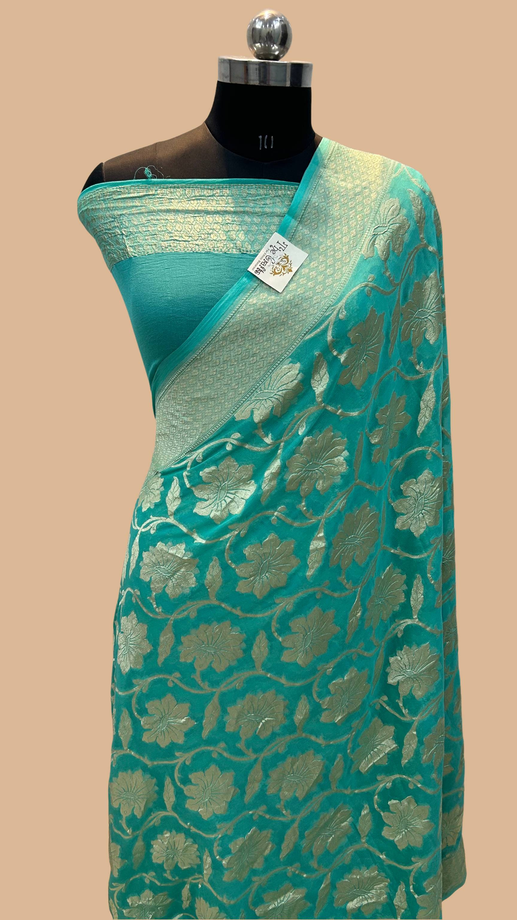 Khaddi Georgette Handloom Banarasi Saree