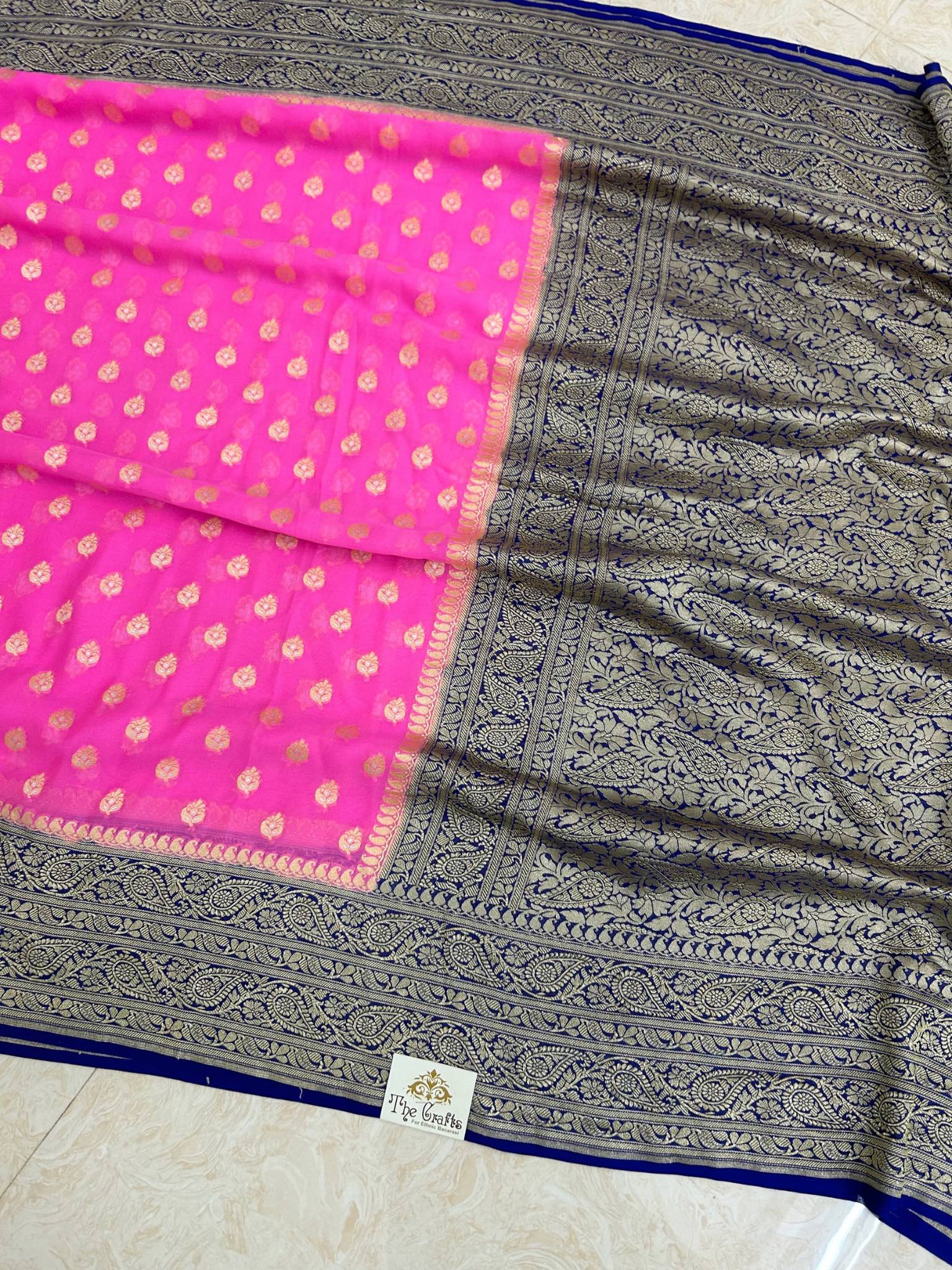 Khaddi Georgette Handloom Banarasi Saree - With sona roopa jaal work