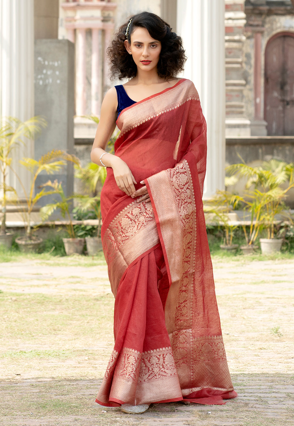 Pure Linen Banarasi Saree