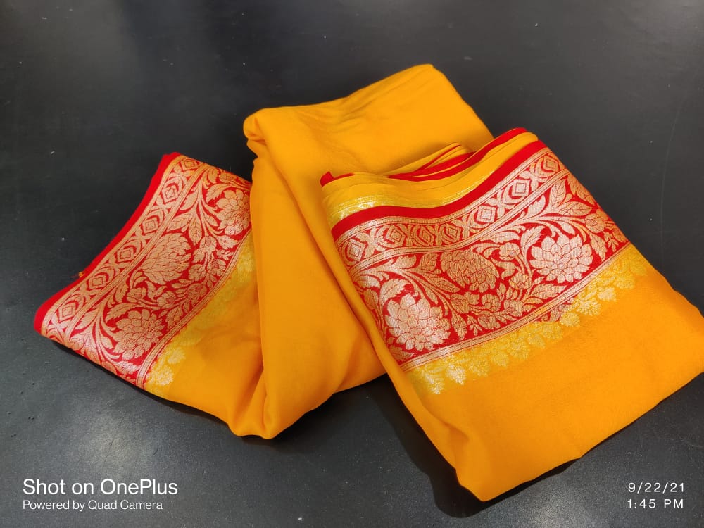 Pure Khaddi Chiffon Banarasi Saree