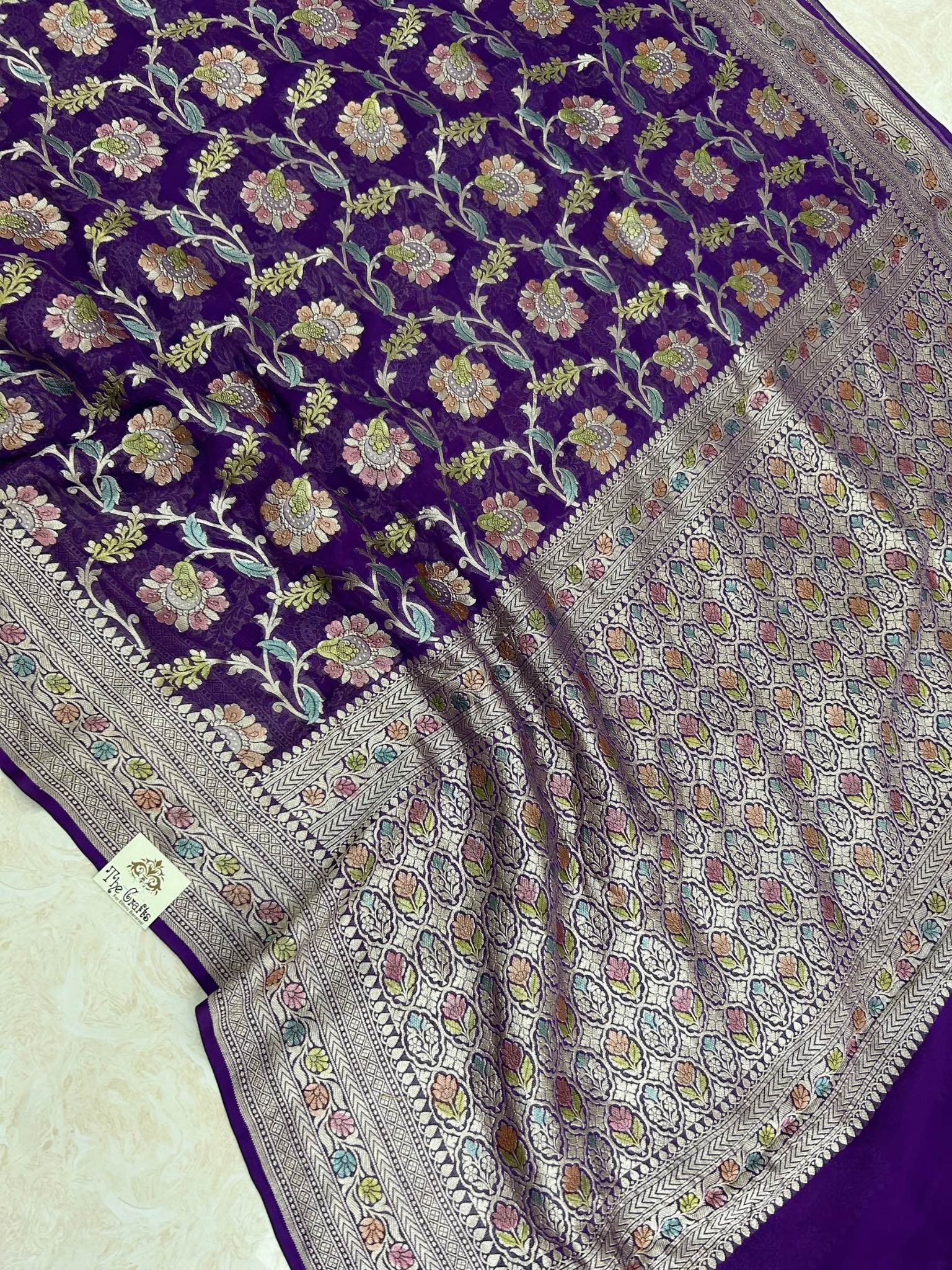 Khaddi Georgette Handloom Banarasi Saree