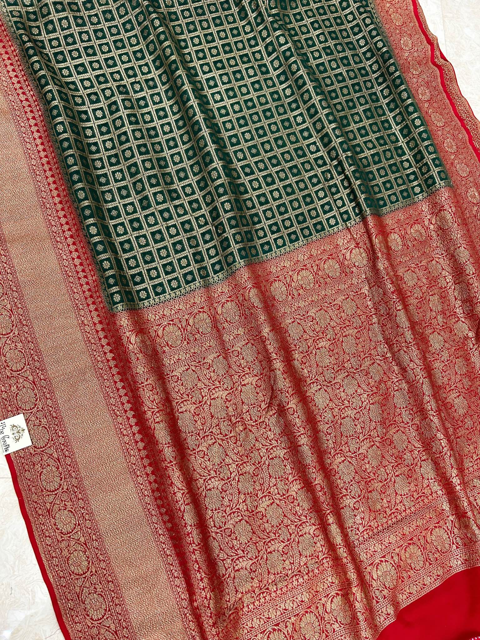 Khaddi Georgette Banarasi Saree - Antique Zari