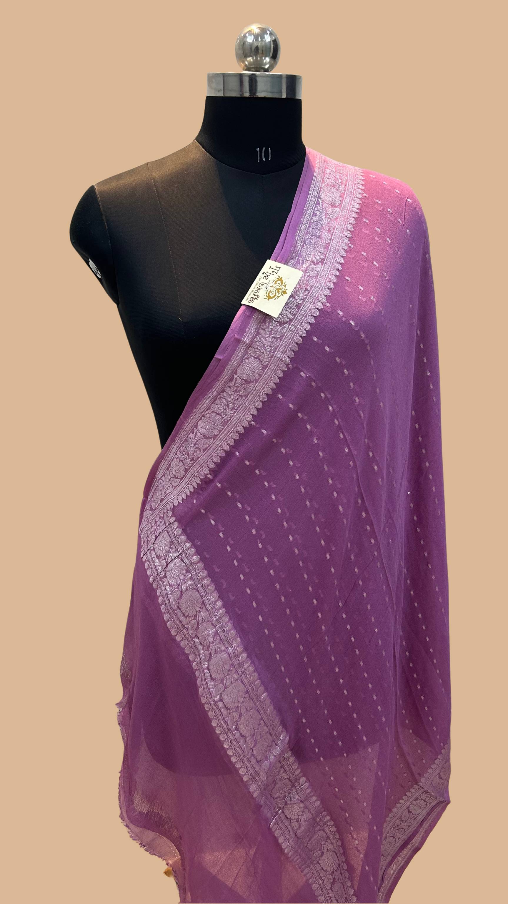 Pure Georgette Banarasi Dupatta - silver zari