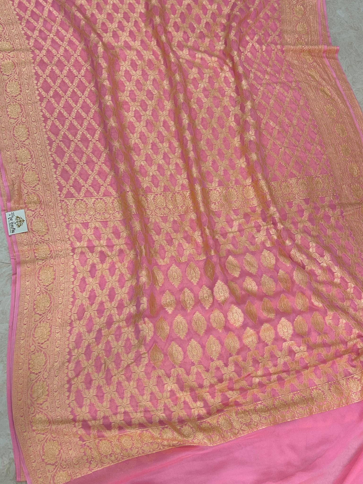 Khaddi Georgette Banarasi Saree - Gold Zari