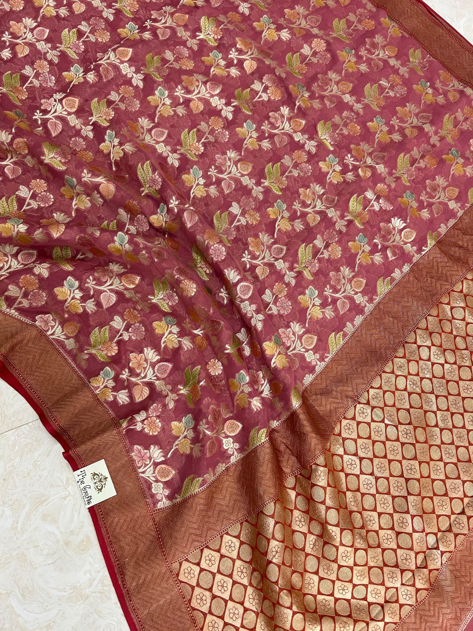 Khaddi Georgette Handloom Banarasi Saree