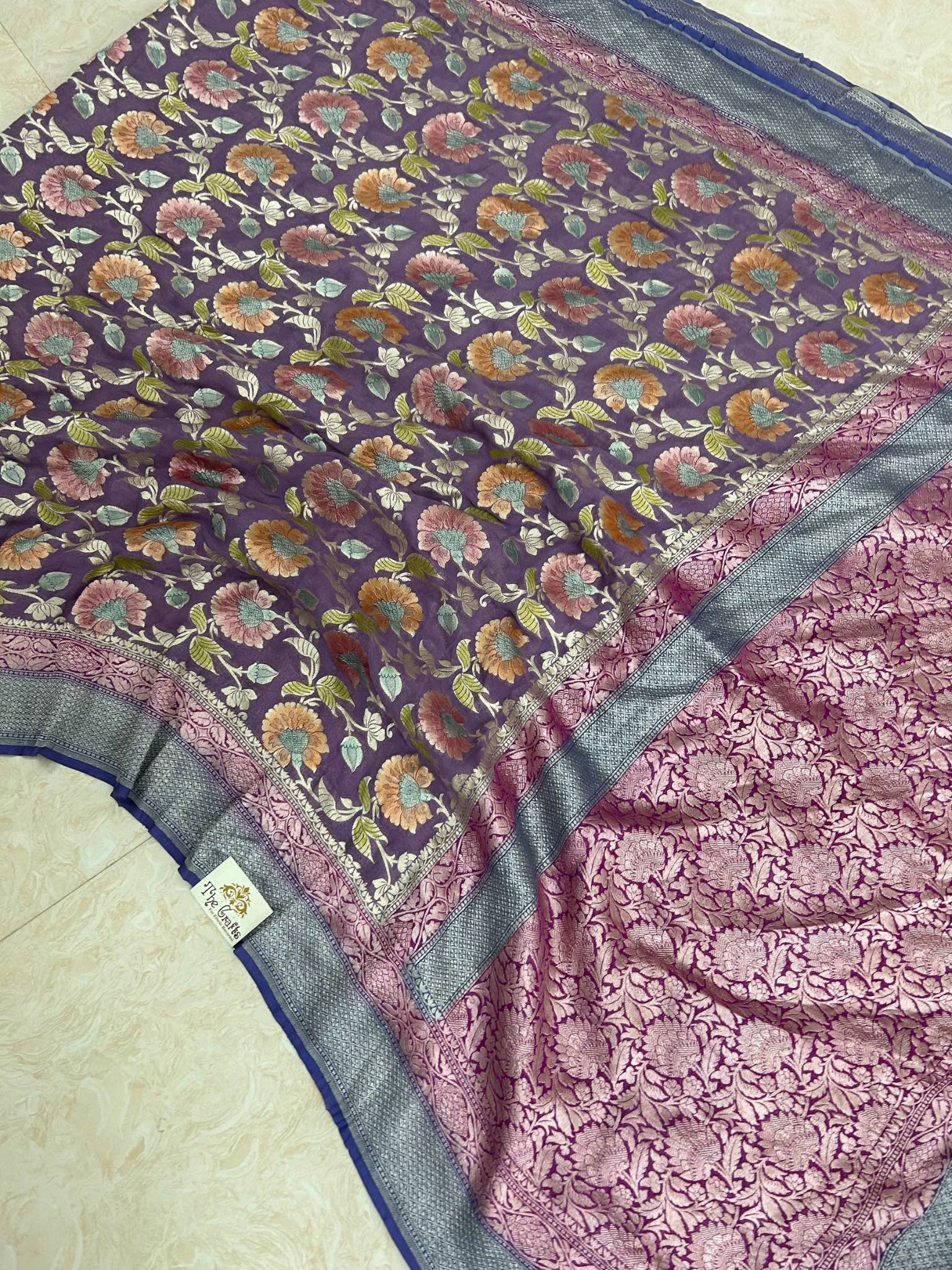 Khaddi Georgette Handloom Banarasi Saree