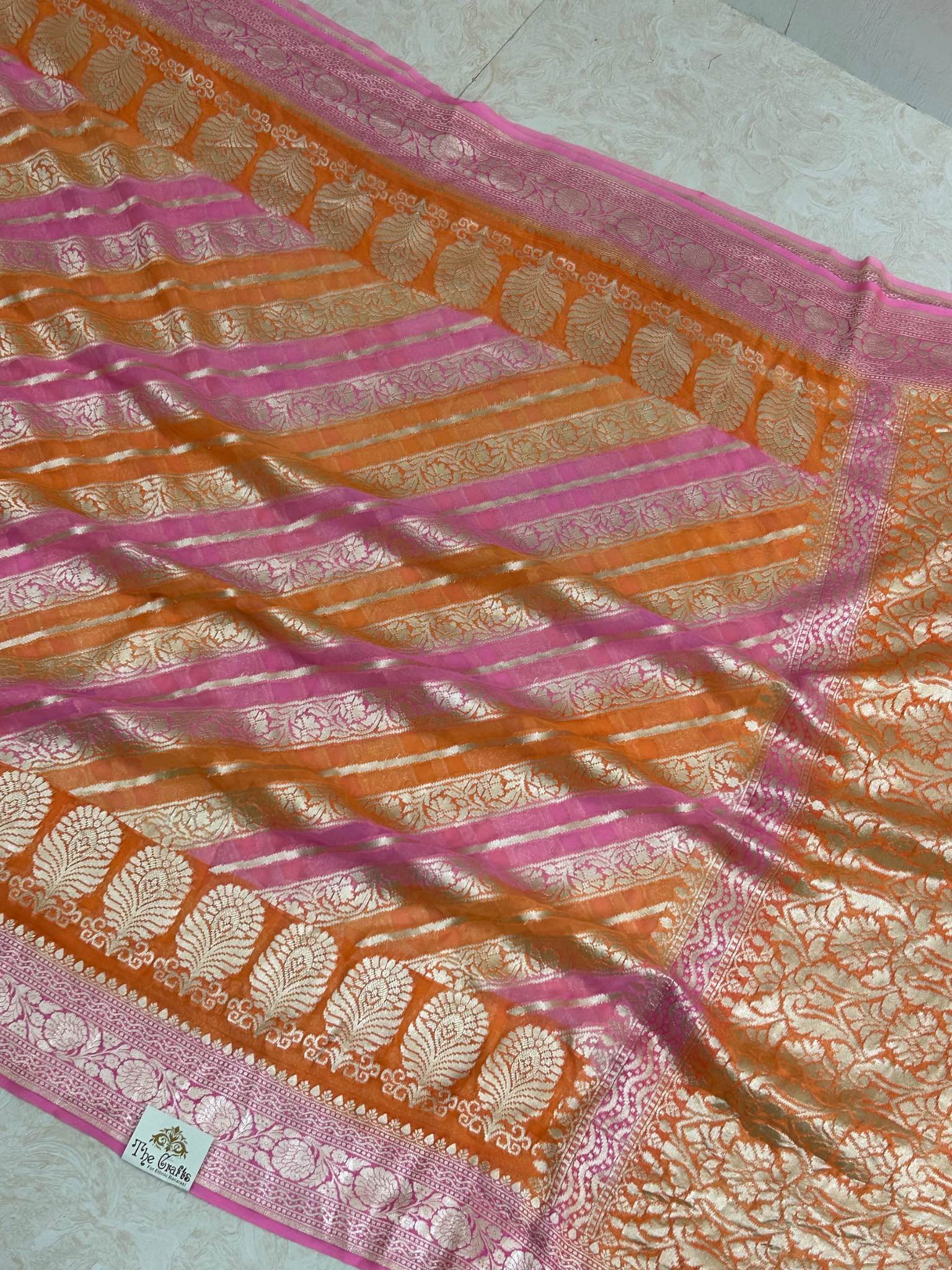 Khaddi Georgette Handloom Banarasi Saree