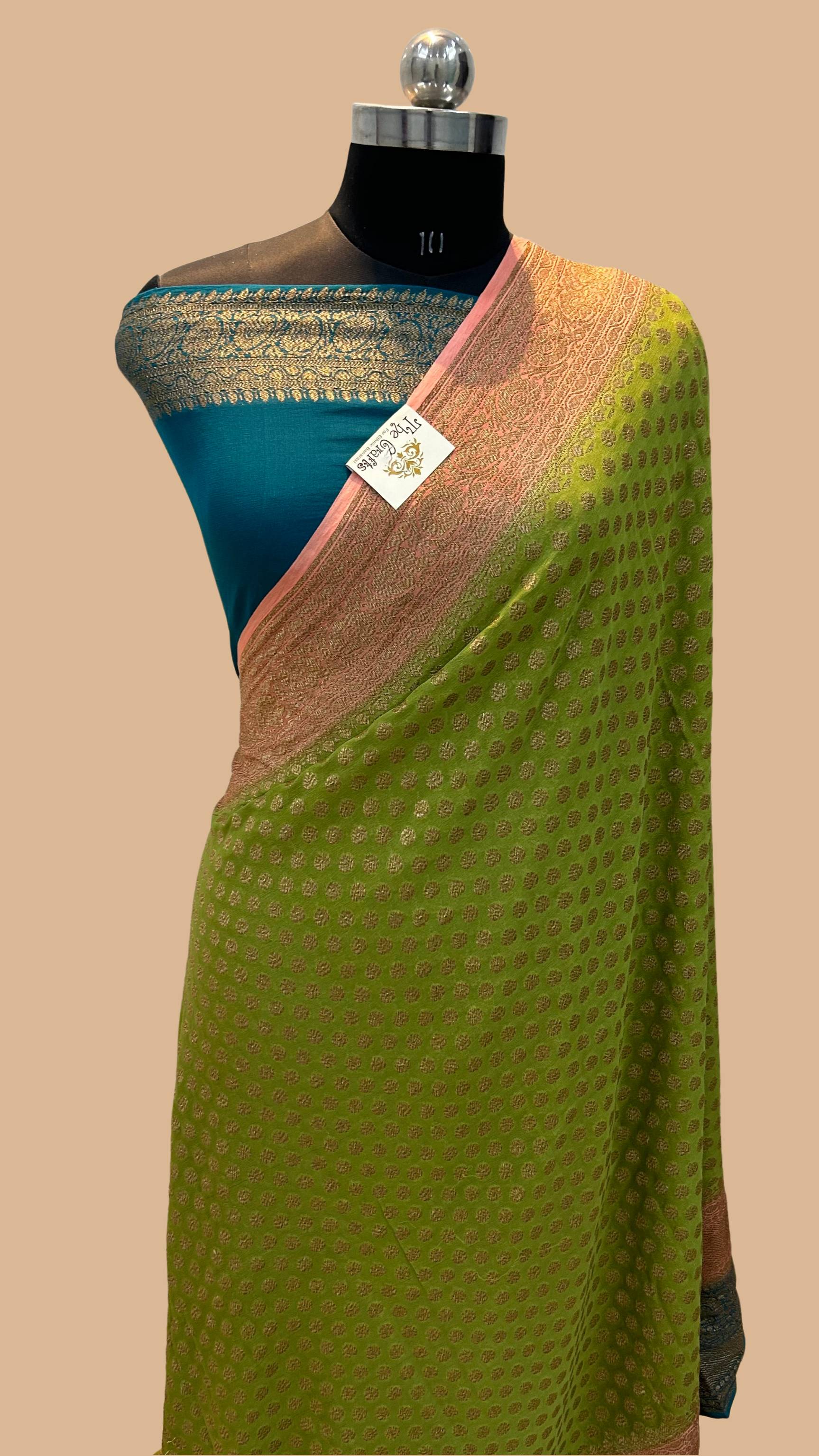 Khaddi Georgette Banarasi Saree - Antique Zari