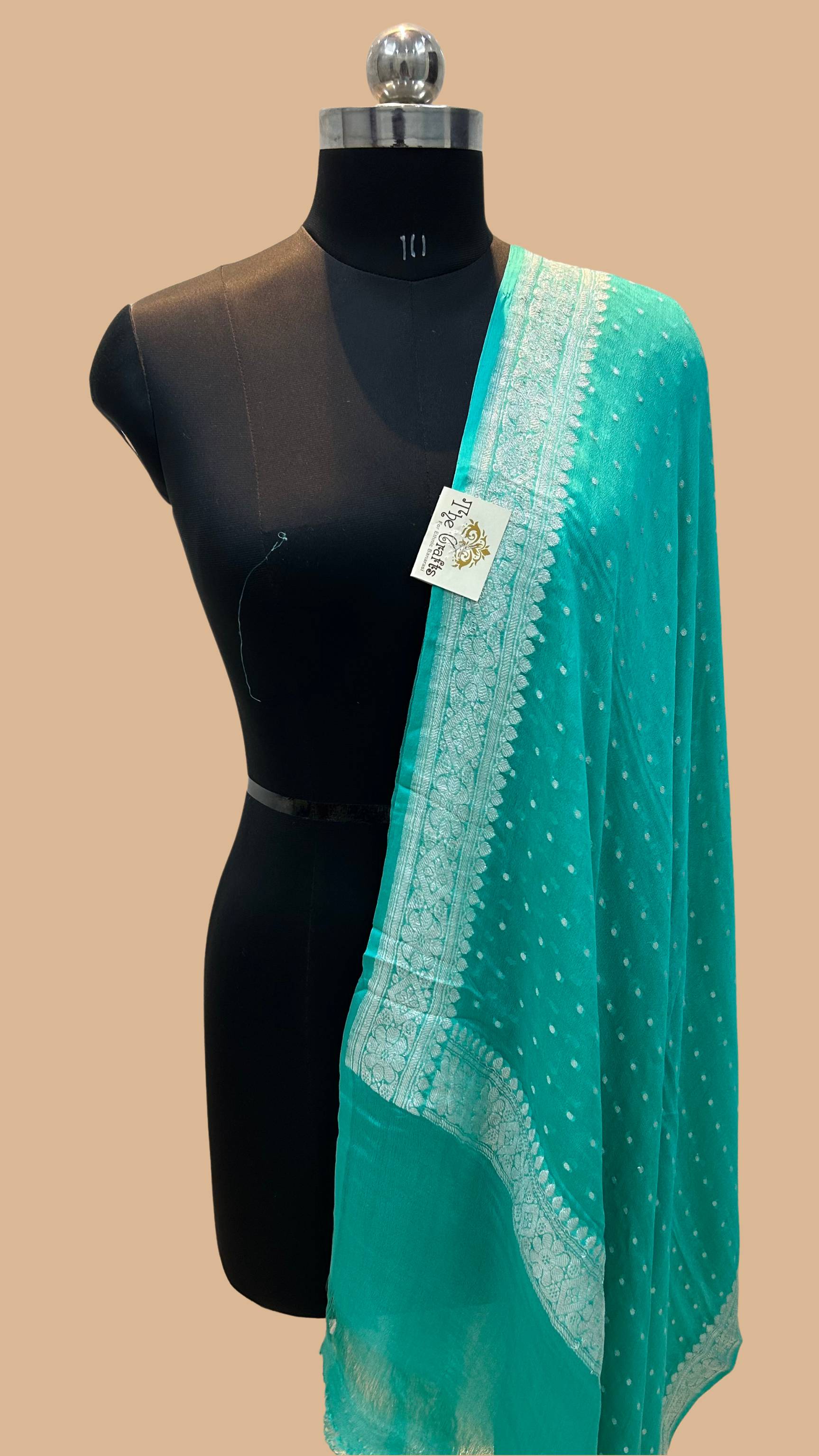 Pure Georgette Banarasi Dupatta - silver zari