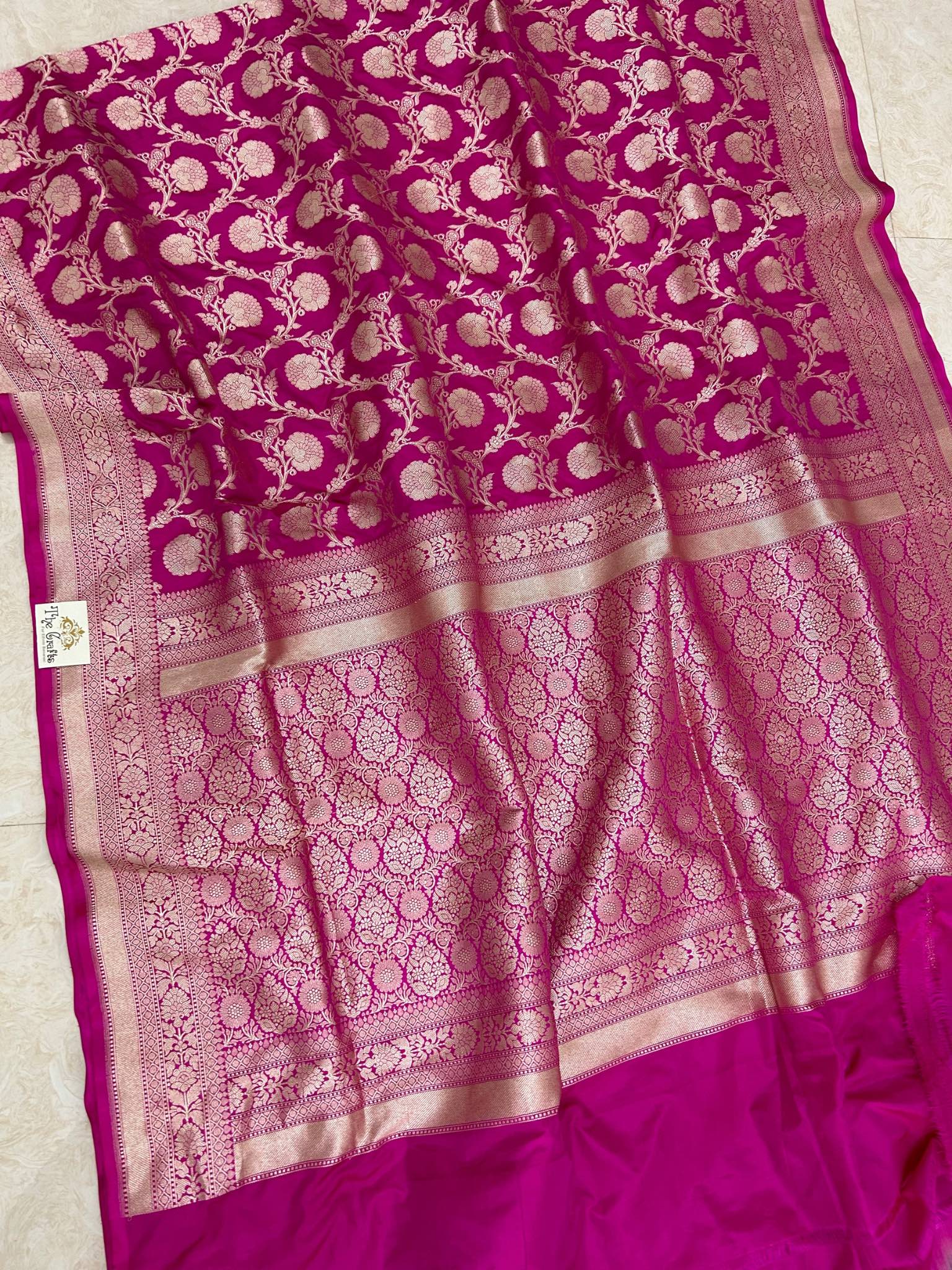 Pure Katan Silk Handloom Banarasi Saree - Jaal work