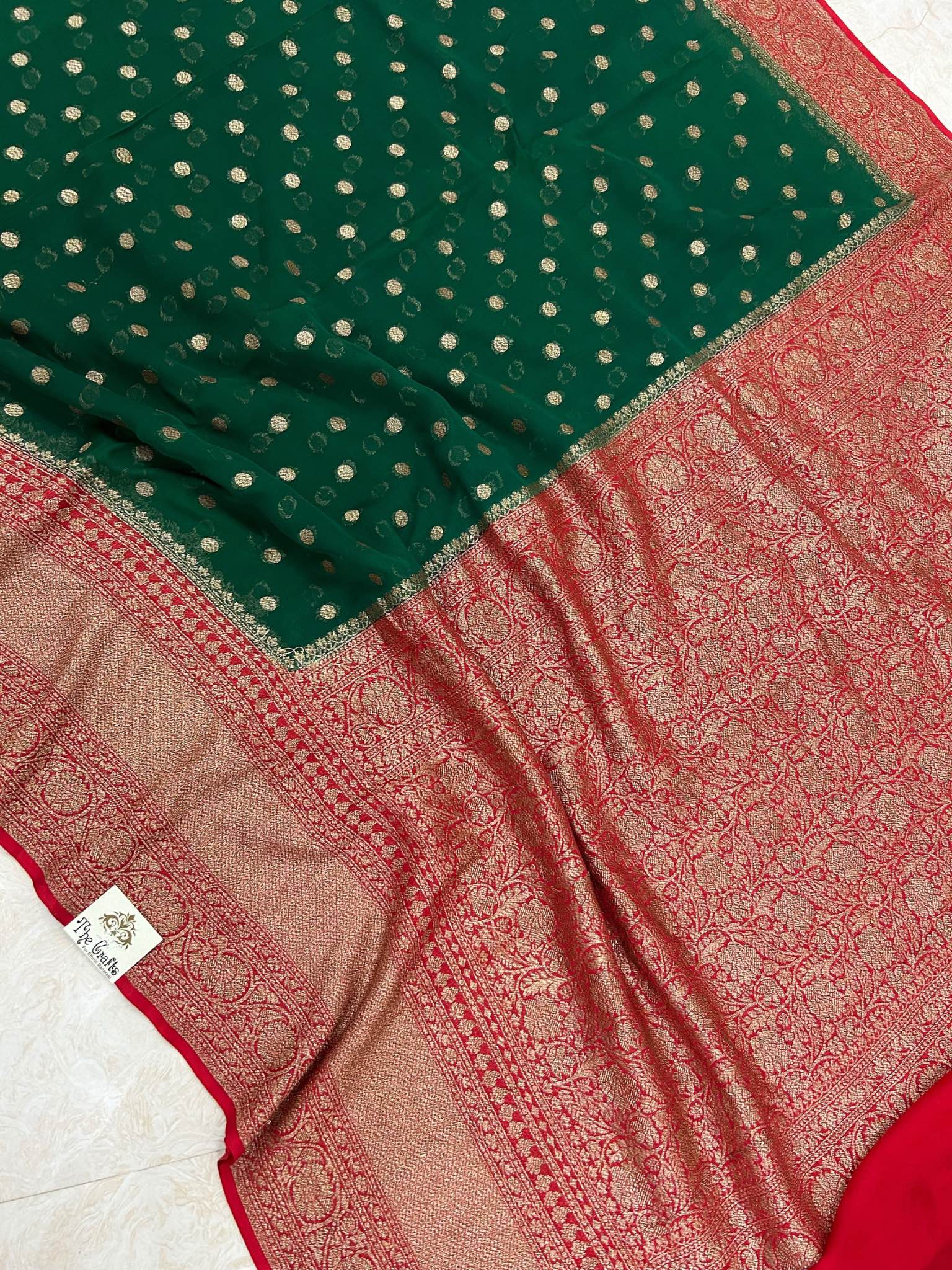 Khaddi Georgette Banarasi Saree - Antique Zari