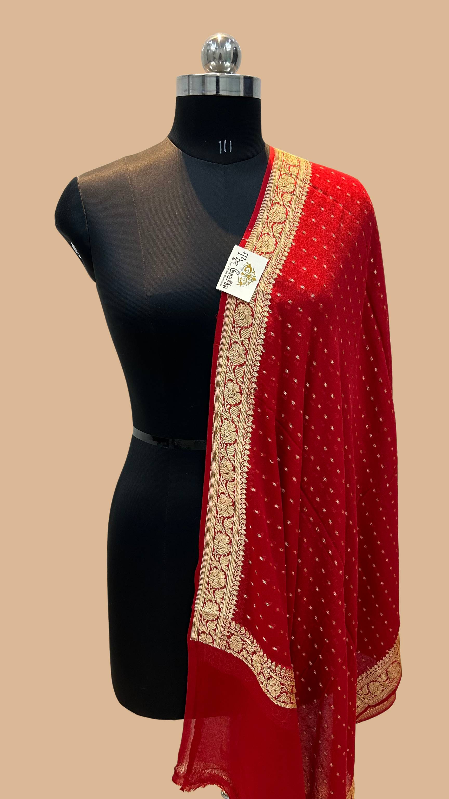 Pure Georgette Banarasi Dupatta - gold zari