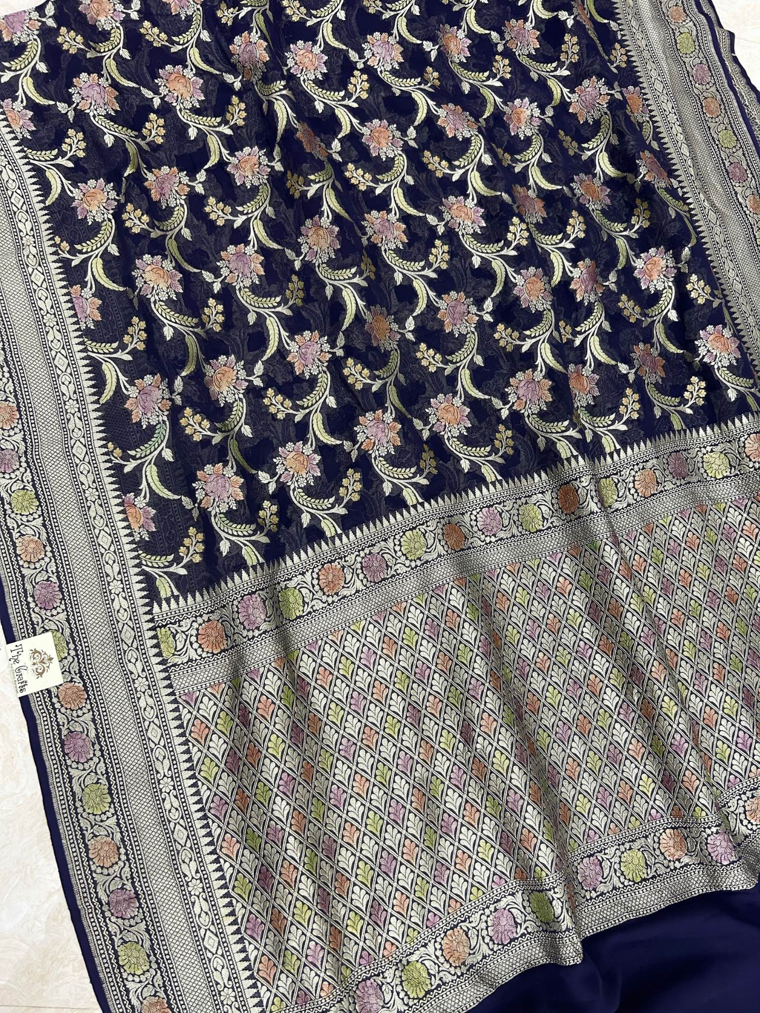 Khaddi Georgette Handloom Banarasi Saree