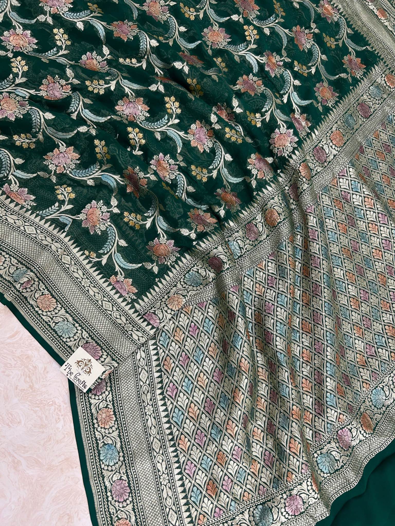 Khaddi Georgette Handloom Banarasi Saree