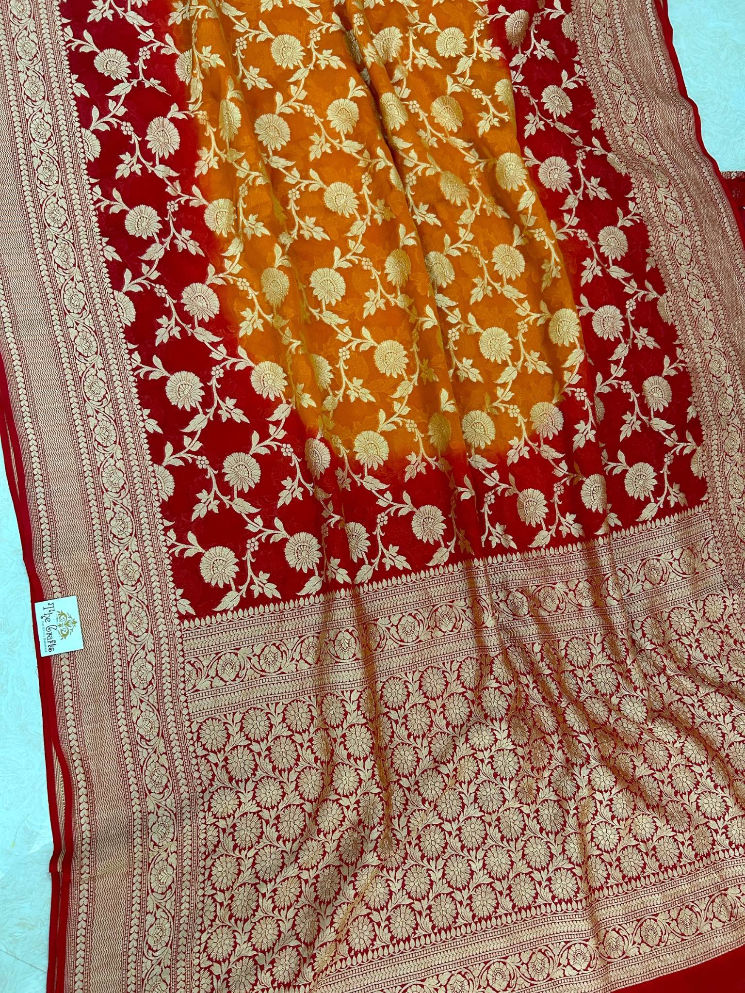 Khaddi Georgette Banarasi Saree - Gold Zari