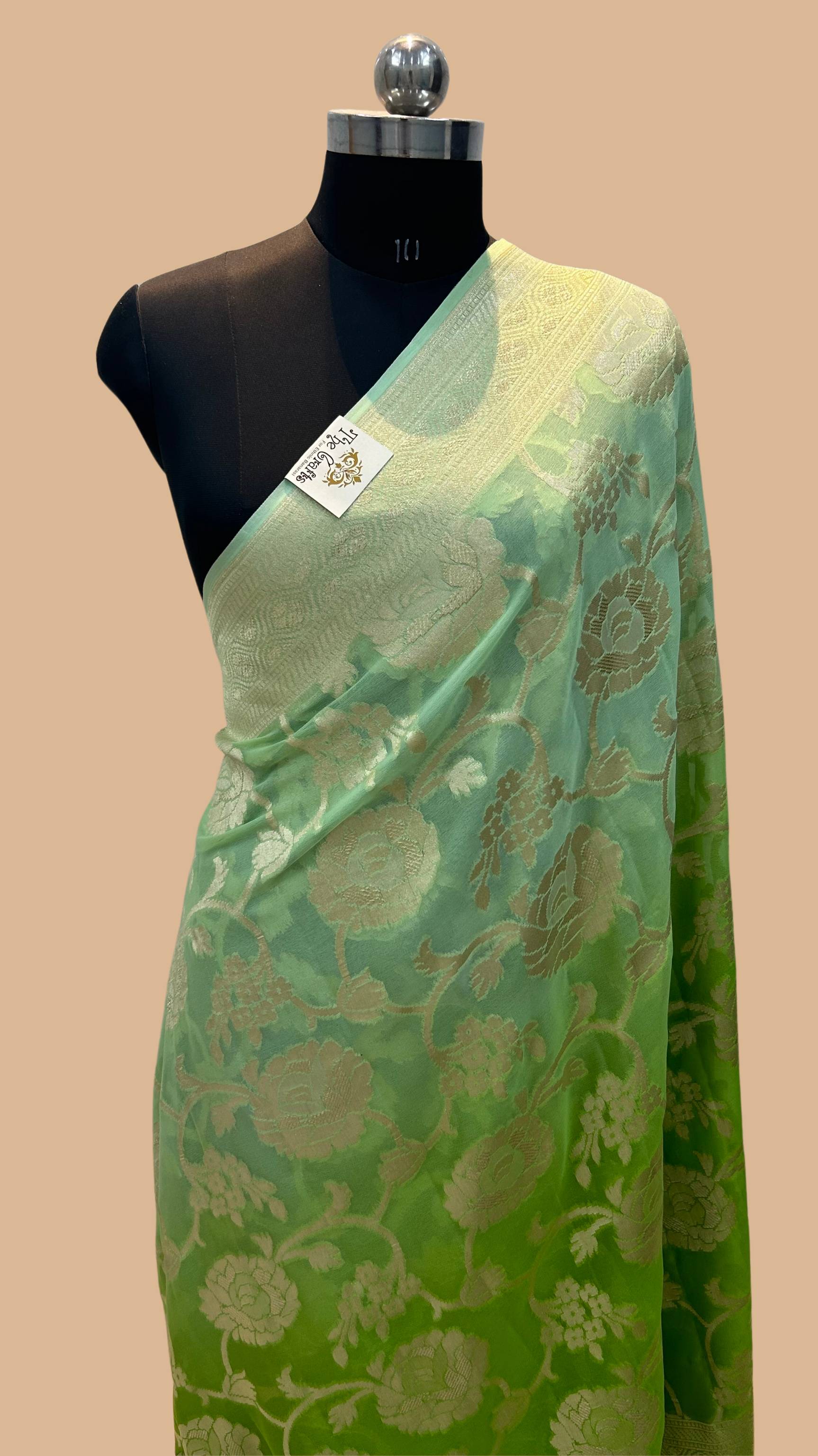 Khaddi Georgette Handloom Banarasi Saree - Water Zari