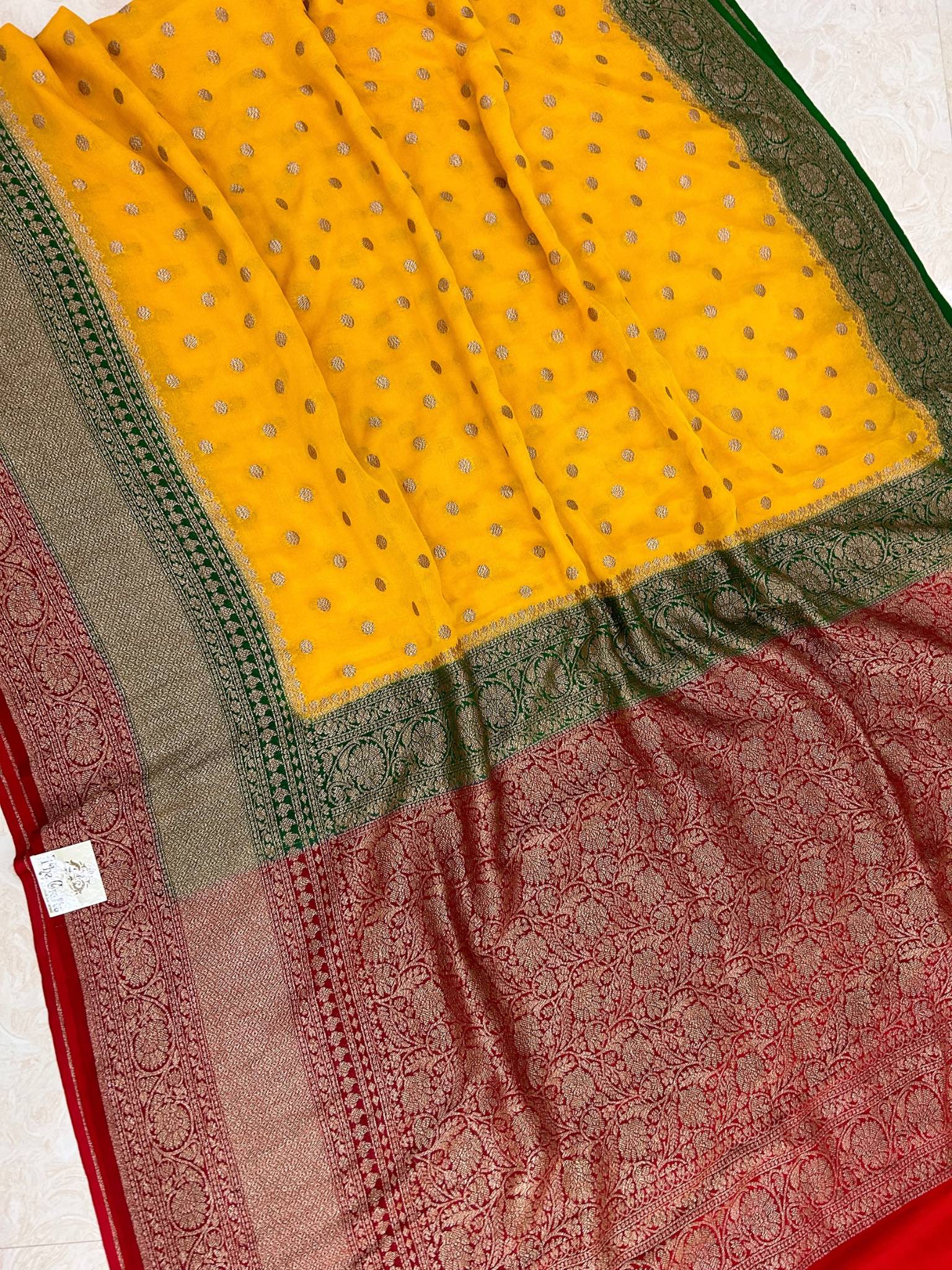 Khaddi Georgette Banarasi Saree - Antique Zari